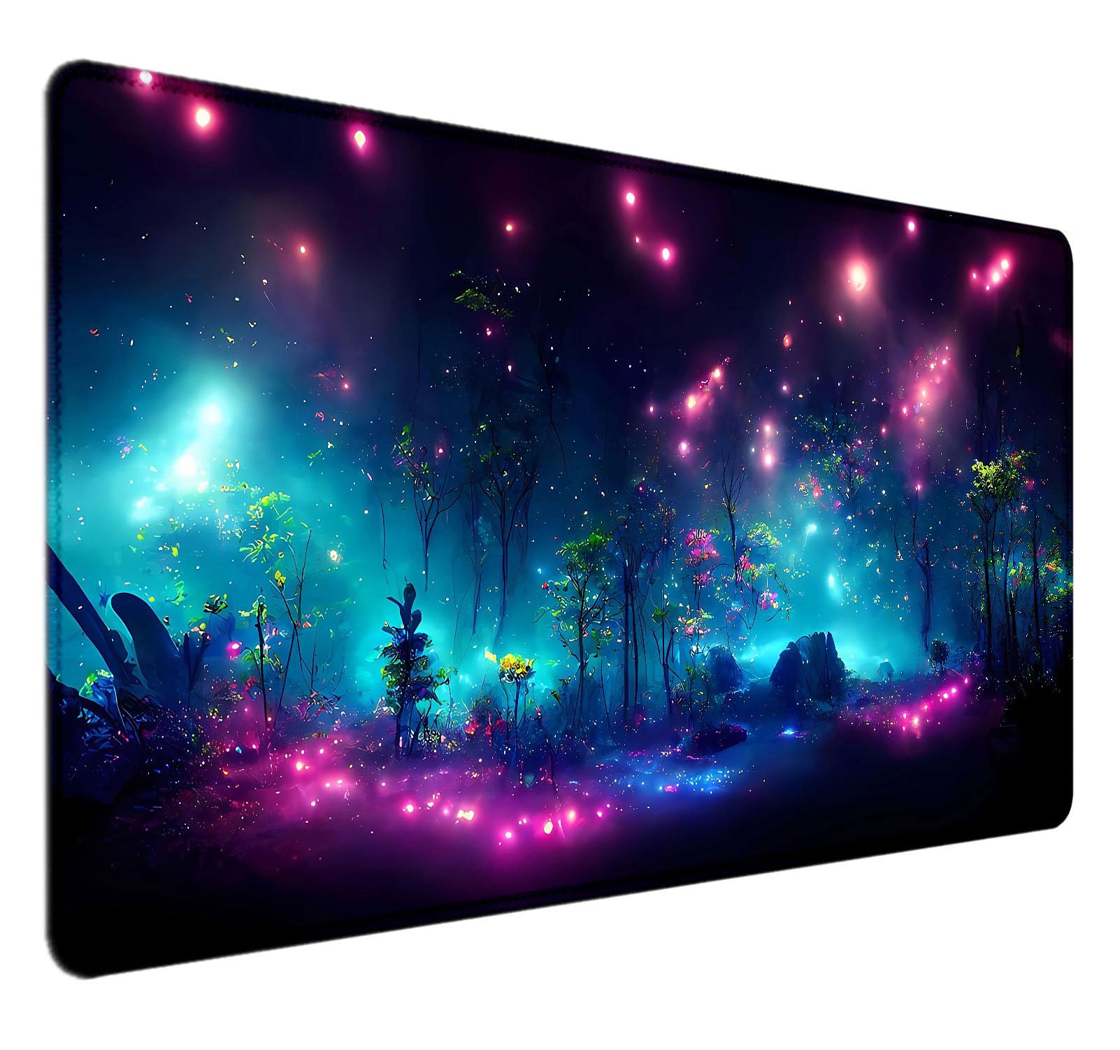 HUOCAIREN Pretty Purple Fluorescence Non-Slip Gaming Mat (35.4x15.7 in), Desk Mat for Desktop, Women Girls Gaming Mouse Pad Playmat, Computer PC Laptop Protector Writing Pads for School Office Home — image 1