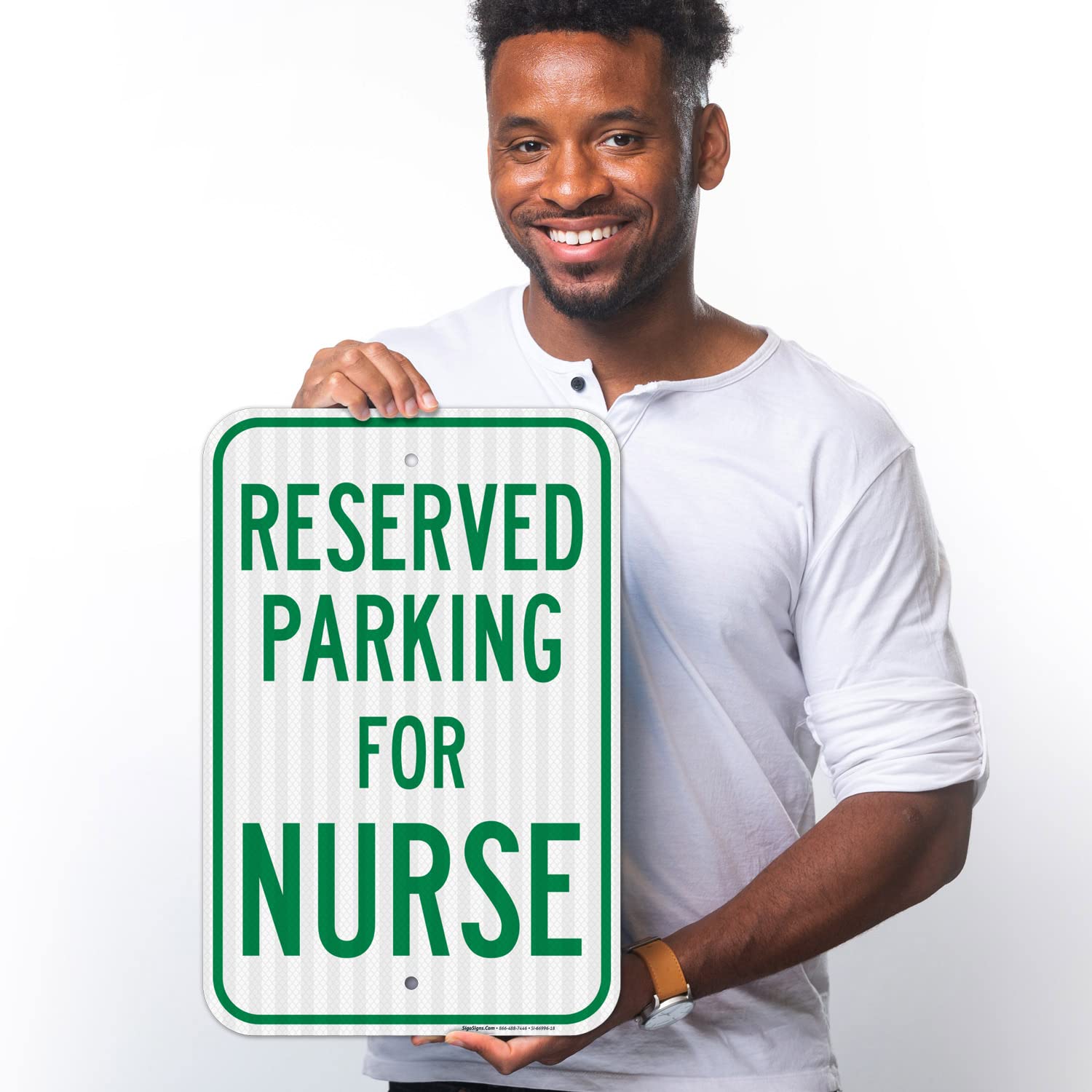 Parking Reserved for Nurse Sign, 12x18 Inches, 3M EGP Reflective .063 Aluminum, Fade Resistant, Made in USA
