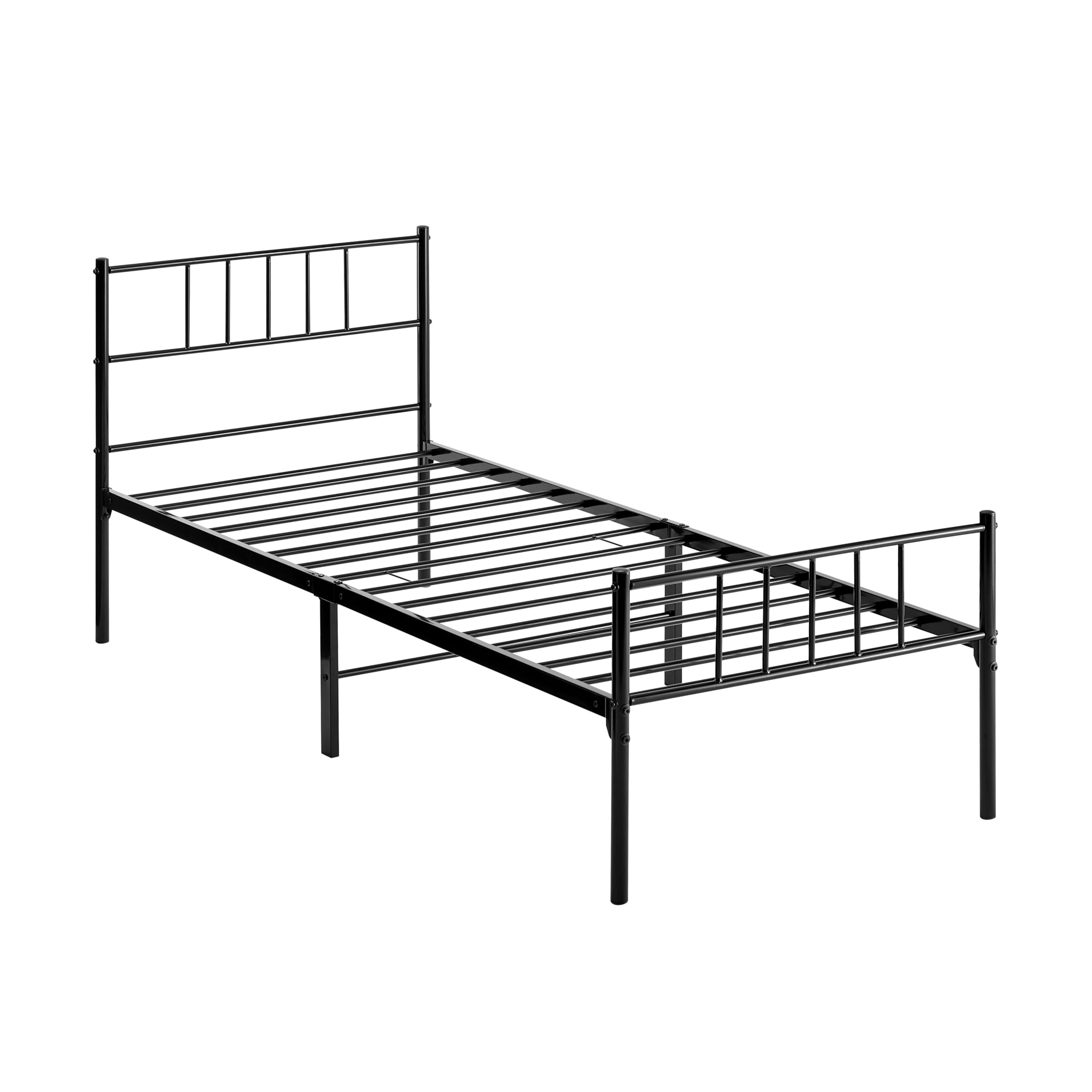 Garvis Metallbett 90x200 cm (32 cm) – Minimalistisches Latten-Design – Matratzen-Stopp – Stabiles Einzelbett Schwarz