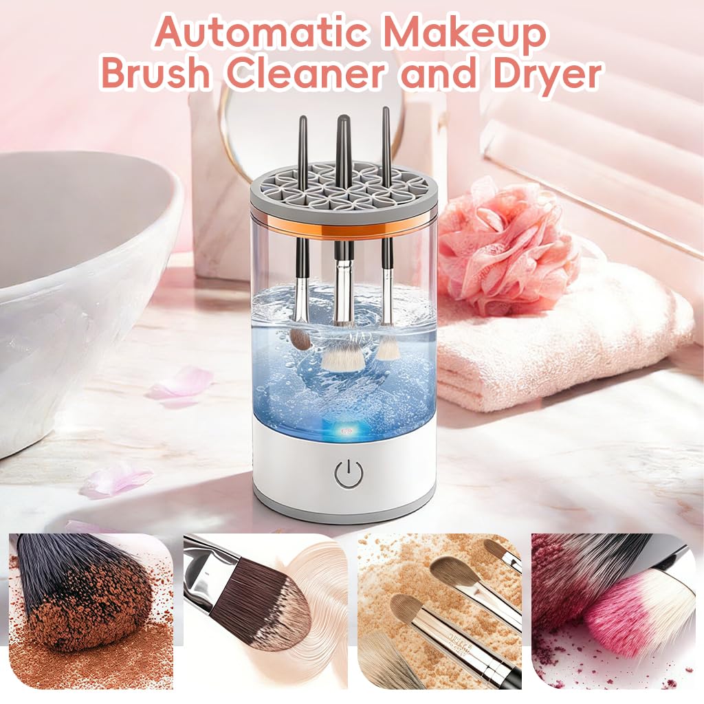 Máquina limpiadora de brochas de maquillaje eléctrica 3 en 1, limpiador automático de brochas de maquillaje eléctrico con secadora, herramienta de limpieza de secado rápido, limpiadores de brochas