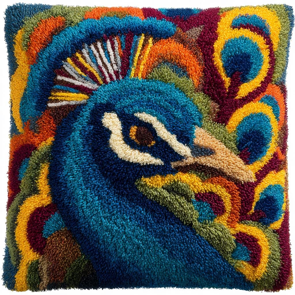 WallustrioaW Latch Hook Kits for Adults,Animal Peacock