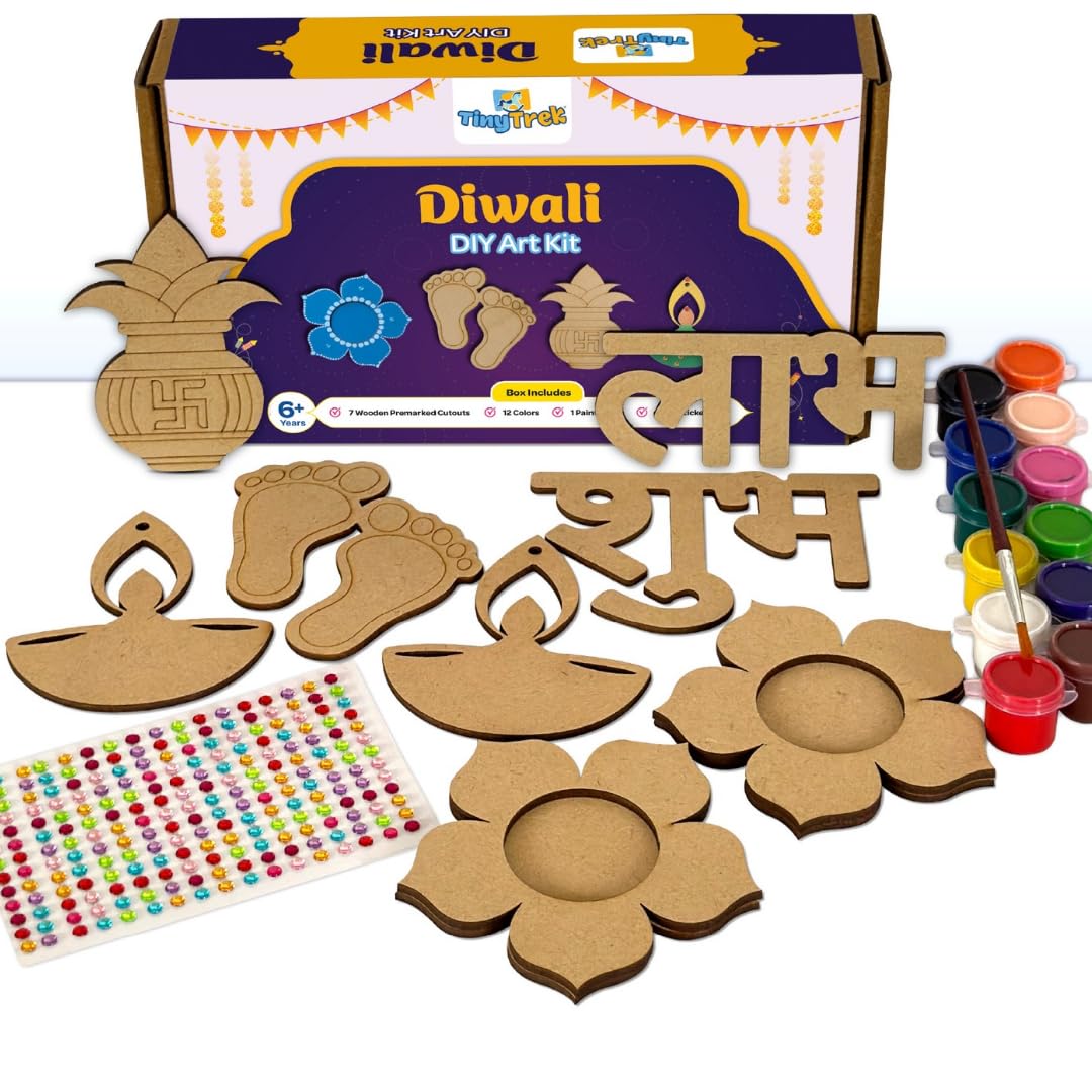 TinyTrek DIY Kit for Kids – Paintable Diya, Kalash, Subh Labh, Lakshmi Ji Charan, TLight Holder | Diwali Creative Coloring Festive Art & Craft Set (B0DFYG6RVL) Amazon Price History, Amazon Price Tracker