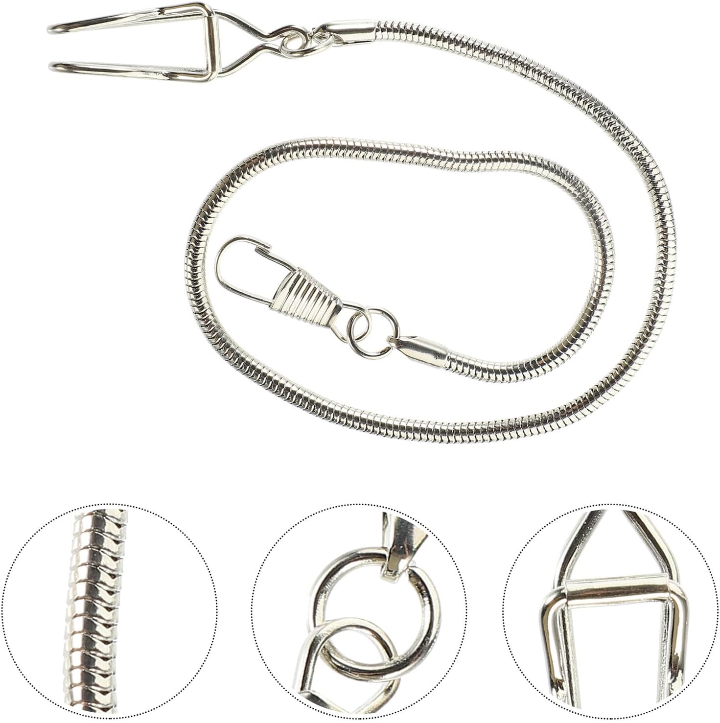 Ipetboom Retro Clip Pocket Watch Chain Alloy Metal Vintage Style Accessory for Men Jeans Vest Hanging