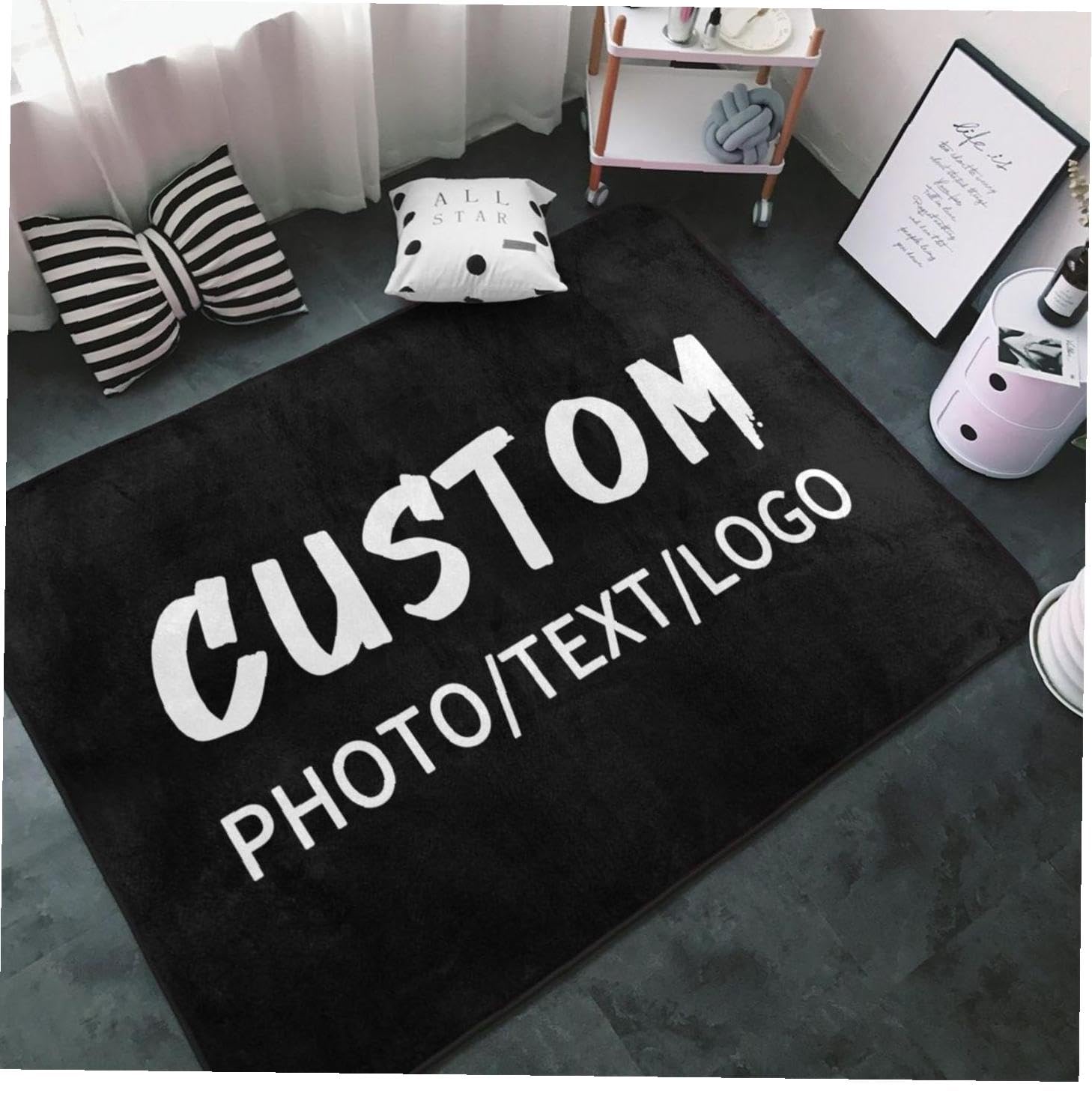 Tapis personnalisé avec Image Photo et Logo - Tapis personnalisé antidérapant Lavable - pour Maison, Bureau, Chambre à Coucher, Salon, intérieur et extérieur - 150 x 100 cm