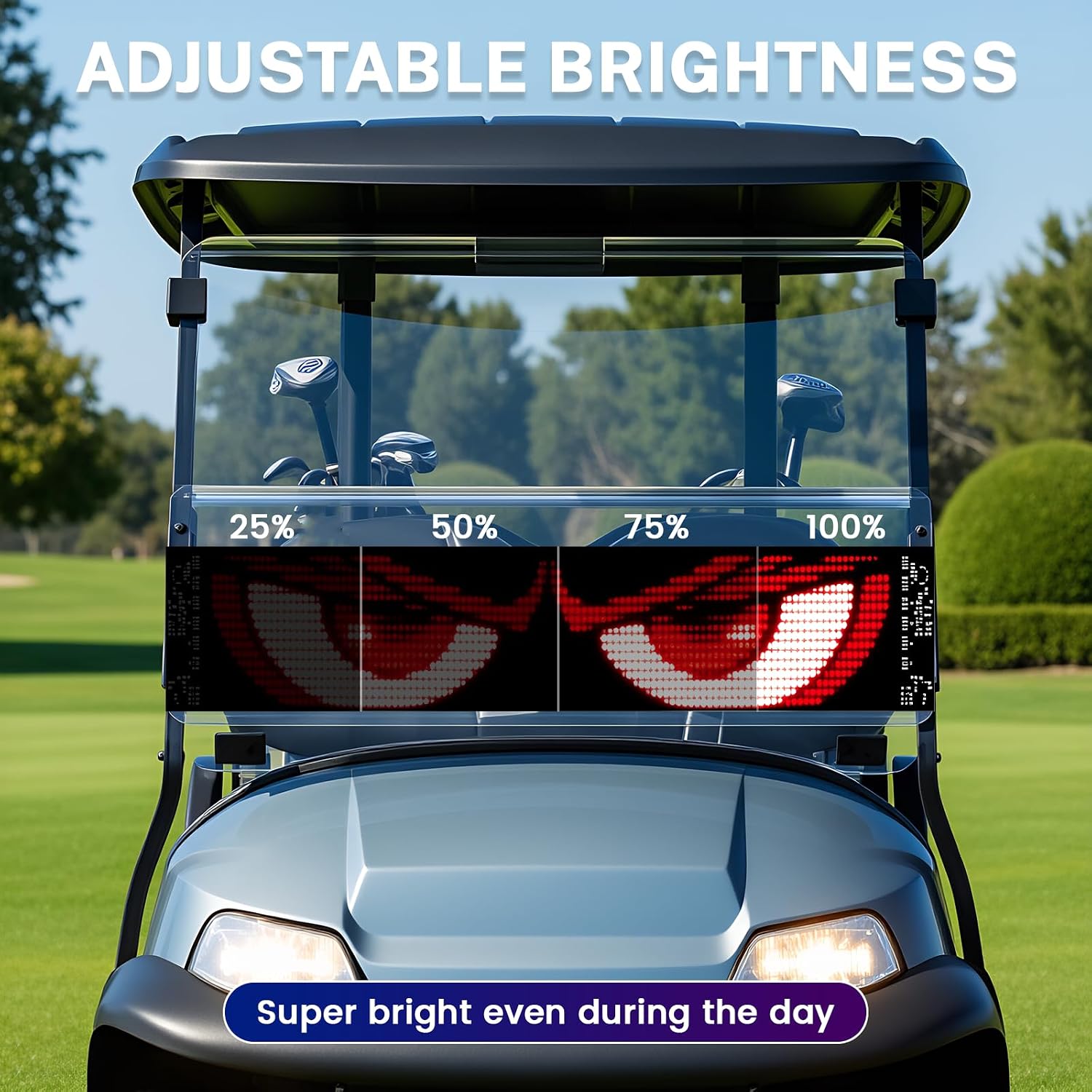 Golf Cart Decorations Light for Windshield, DIY Pattern Soft Screen LED Light Sign for Golf Cart Accessories, 23*5" Programmable Flexible Screen for Windshield with App Control, Christmas Golf Gifts image 5