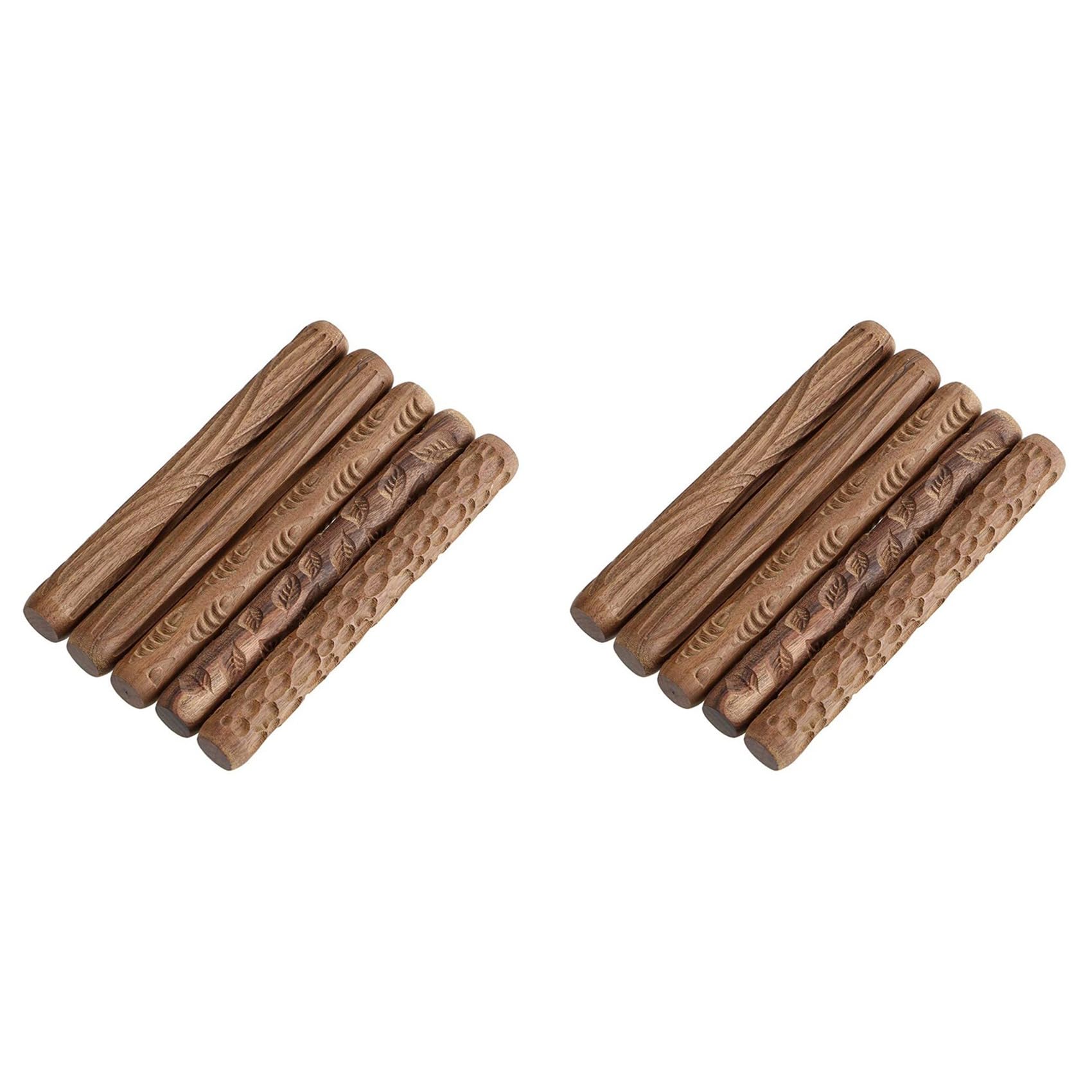 Hndhbfgrt 10 Pcs Pottery Tools Wood Hand Rollers,for Clay Stamp Pattern/Roller Pattern,Ceramic Tools,Arcilla Polimerica Tool
