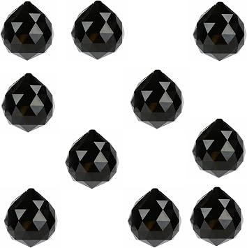 10pcs 30mm Crystal Prism Suncatcher for Windows Hanging, Clear Glass Crystal Sun Catcher Beads Pendants Maker Balls for Indoor Outdoor Garden Feng Shui Home Decor Black