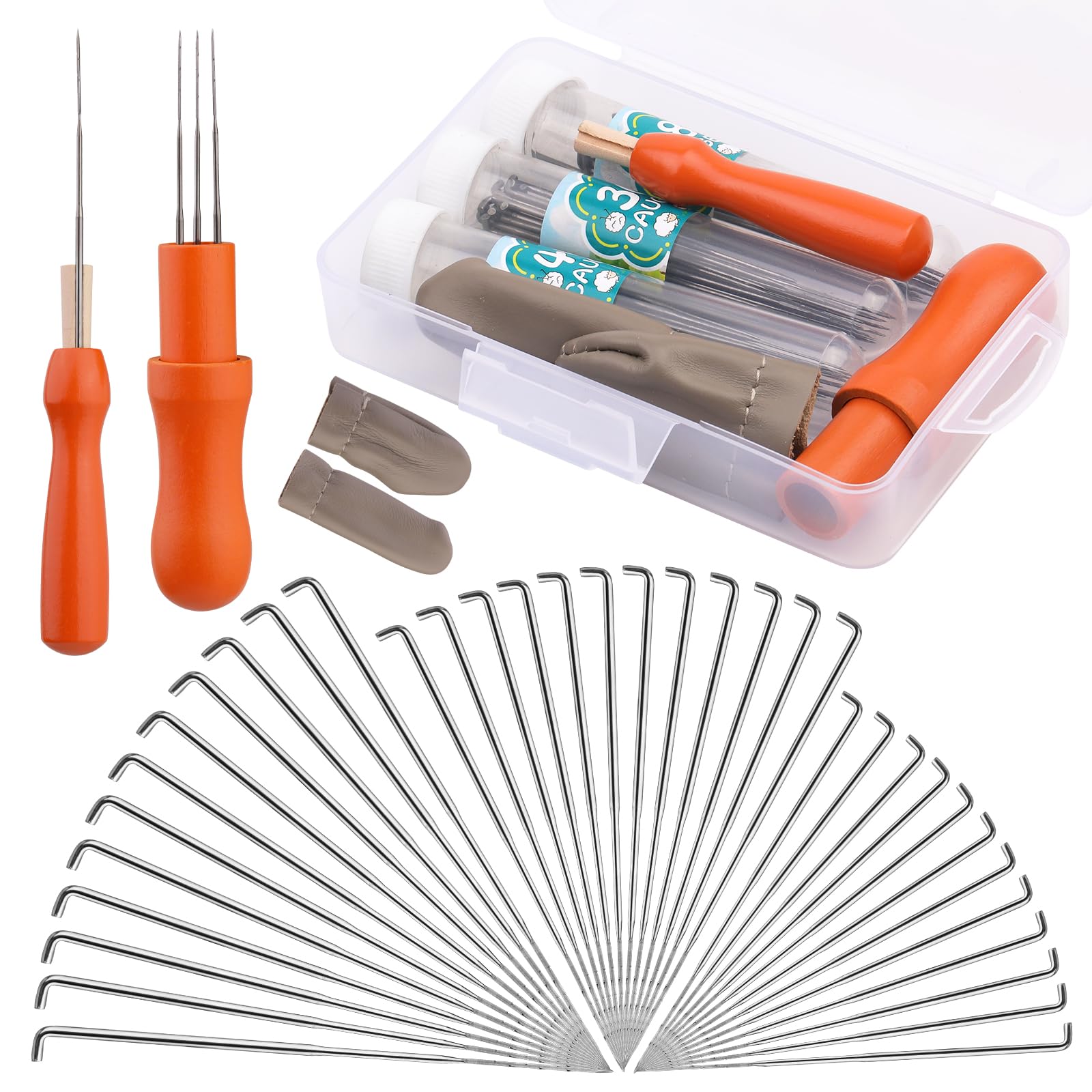 Needles Felting Tools, 3 Sizes Wool Felting Needles with 2 Types Needle Felting Tool, DIY Wool Pin Felting Tools for Beginner Professional