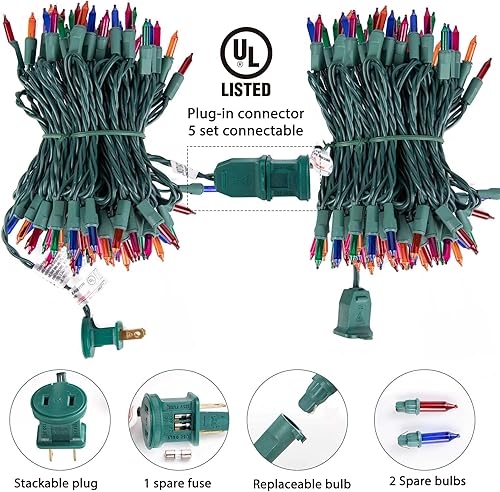 Miniatura 94 de Tira de luces transparentes de Navidad, 100 unidades, 25 pies, mini luces LED para interiores, tira de árbol de Navidad, cumpleaños, boda, fiesta