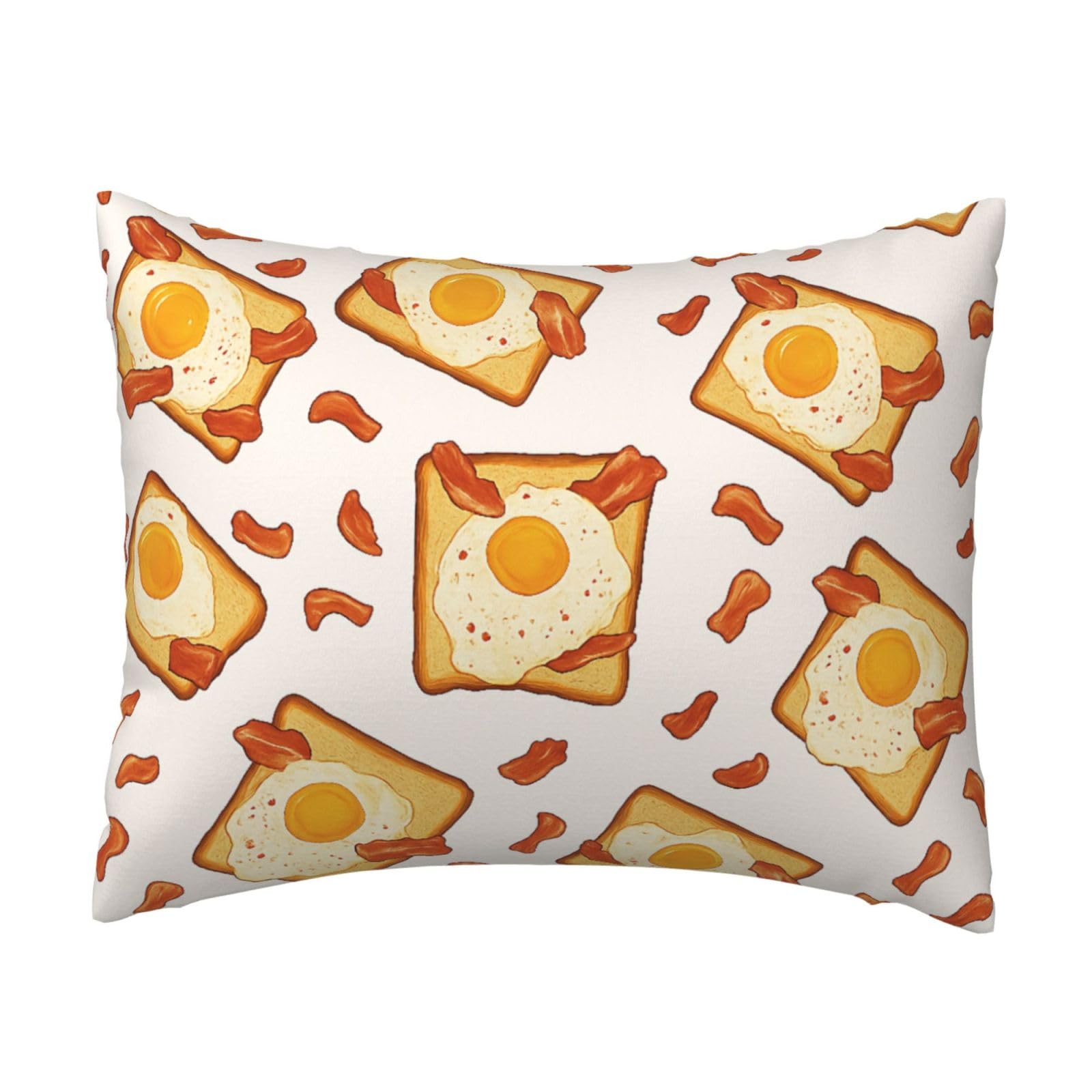 Fried Egg Toast Pillowcase Soft Plush with Zipper Decorative Pillowcovers 16x20 in