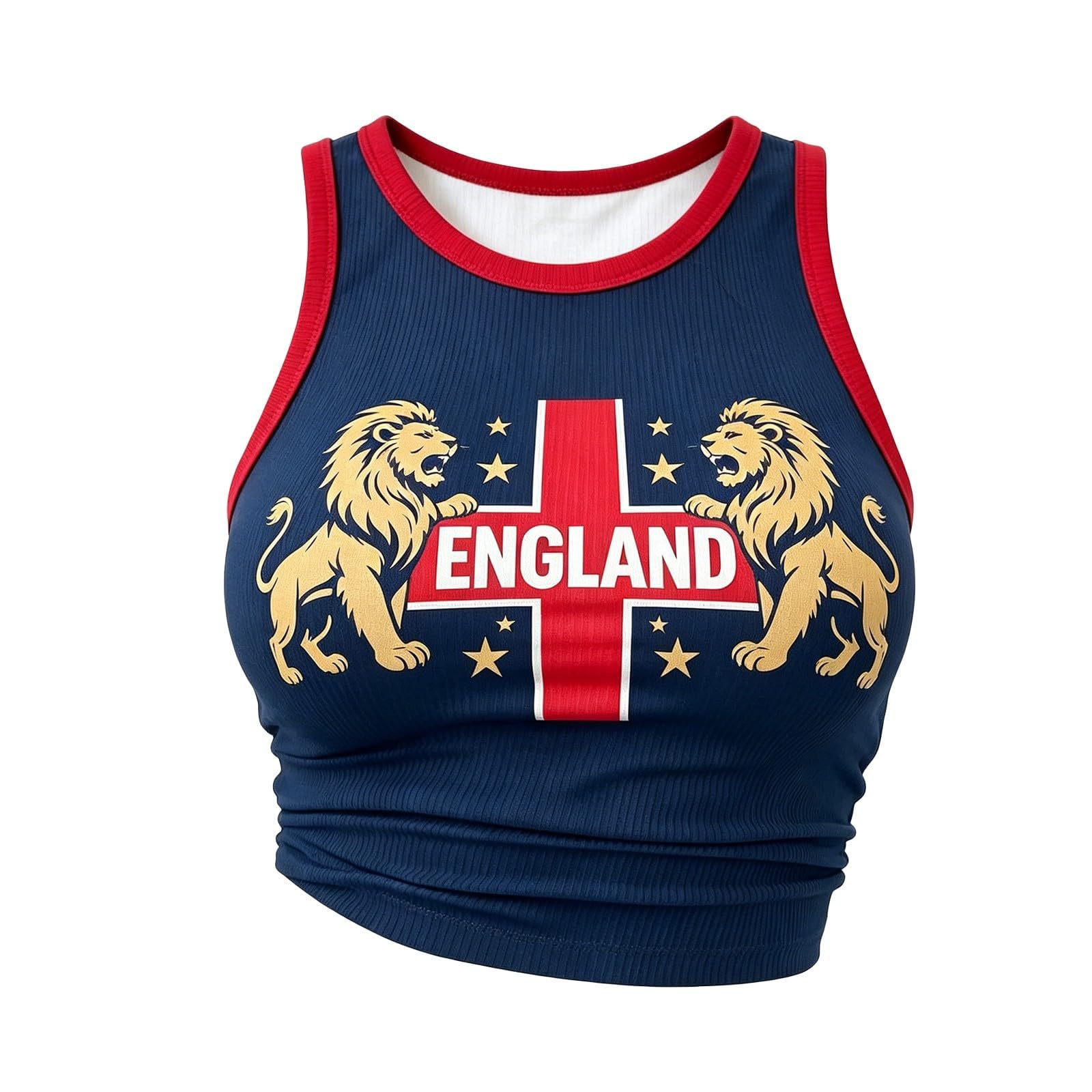 Crop Tops for Women 2026 England Football Shirt Team Graphic Sleeveless Racerback Ribbed Cropped Tank Top Casual Wear Perfect Present for Football Lovers Match Day Outdoor Gatherings S-XXL โ image 1