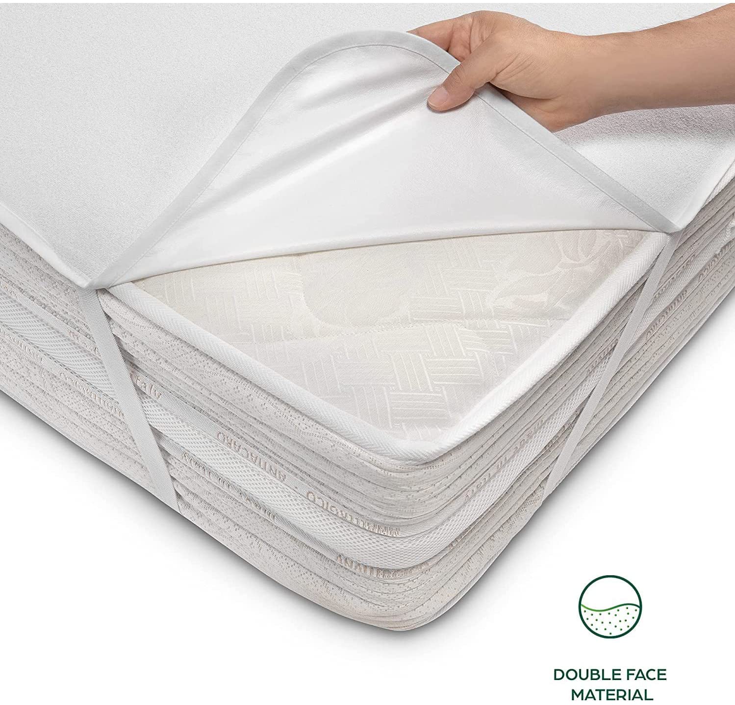 Ochraniacz na Materac 160x200 Bawełniany Pokrowiec na Materac Wodoszczelna 100% Wodoodporny Nakładka na Materac Higieniczny i Oddychający Pokrowiec na Materac Antyalergiczna z 4 Gumkami na Rogach