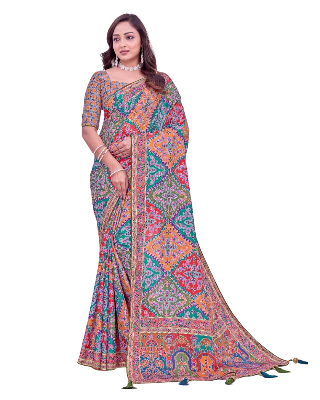 Women's Star Georgette Embroidery Work Saree with Unstitched Blouse Piece Elegant Designer Saree for Wedding, Festival & Special Occasions-picture-40