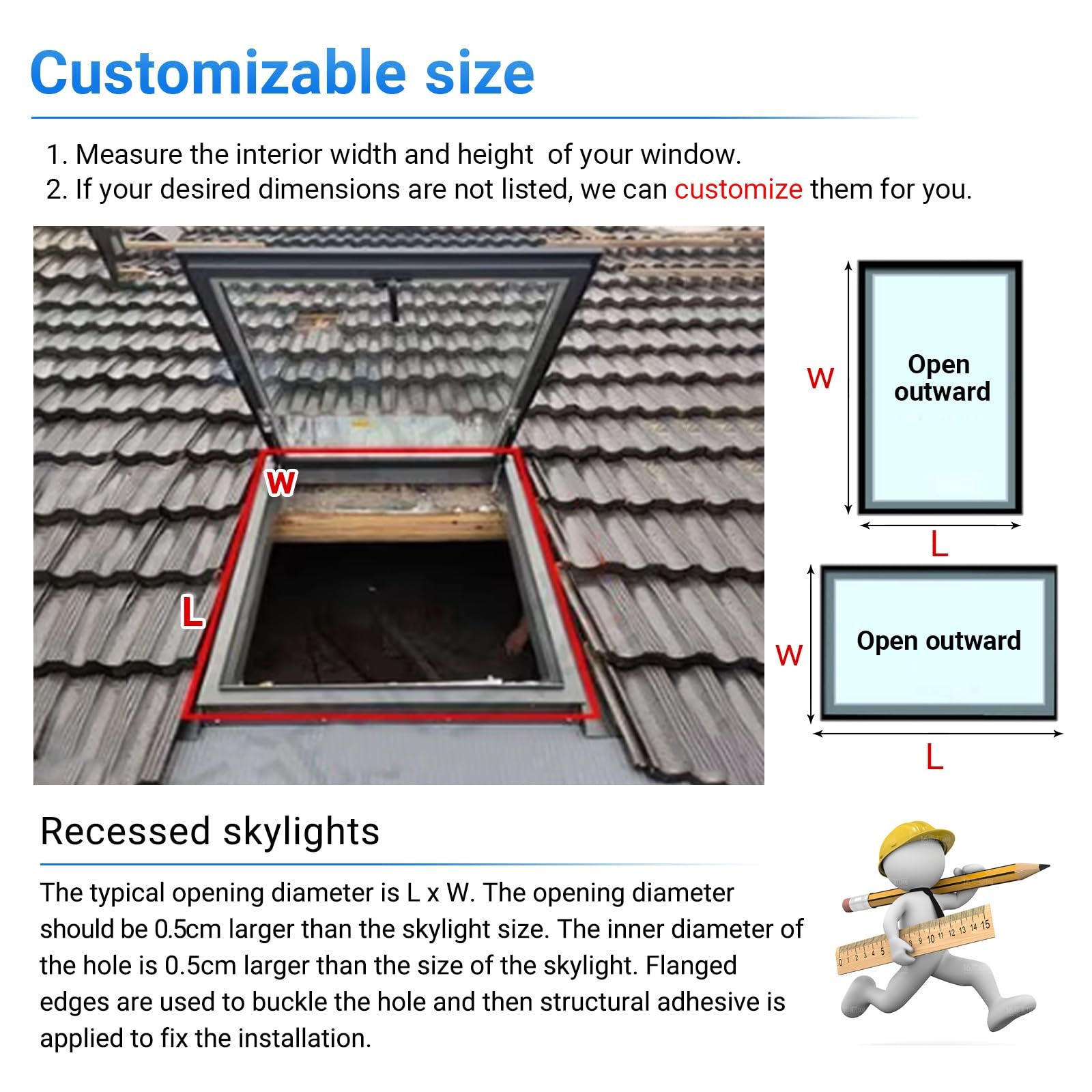 Genérico Claraboya para techos Inclinados/Planos: Cubierta de ático con ventilación Manual, iluminación para solárium, instalación en terraza: Ideal para luz Natural y ventilación.