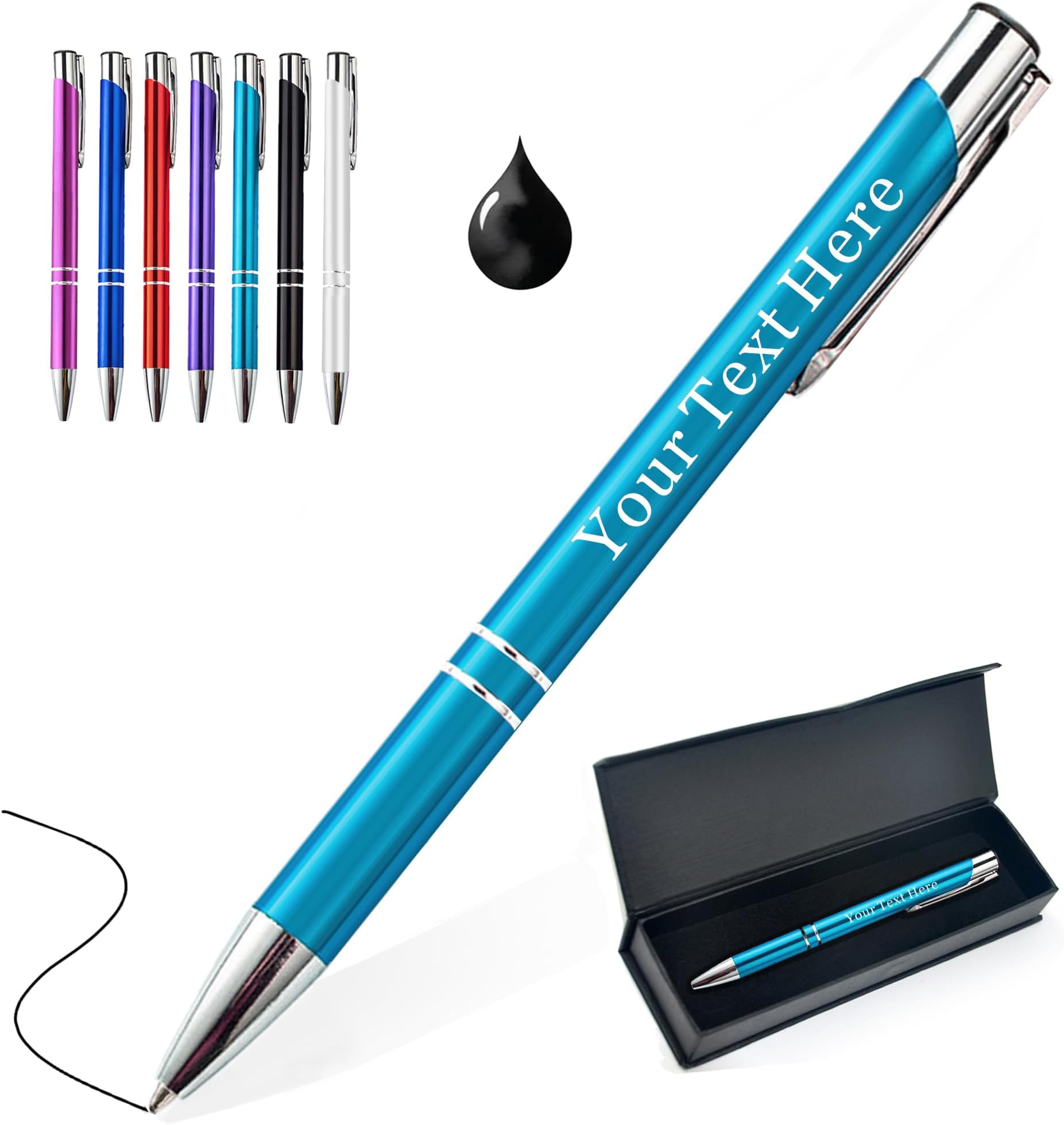 EDSG Personalized Pen Custom Pens Engraved Pen Personalized with name Custom Ballpoint Pen Gifts for Men Women Student Birthday Fathers Day Graduation Christmas Thank you Gifts (LightBlue)