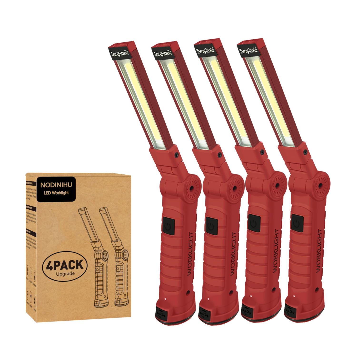 Working Light Portable, Rechargeable Work Lights with Magnetic Base Hanging Hook,360° Rotate 5 Modes,COB LED 800 Lumens Foldable Inspection Light for