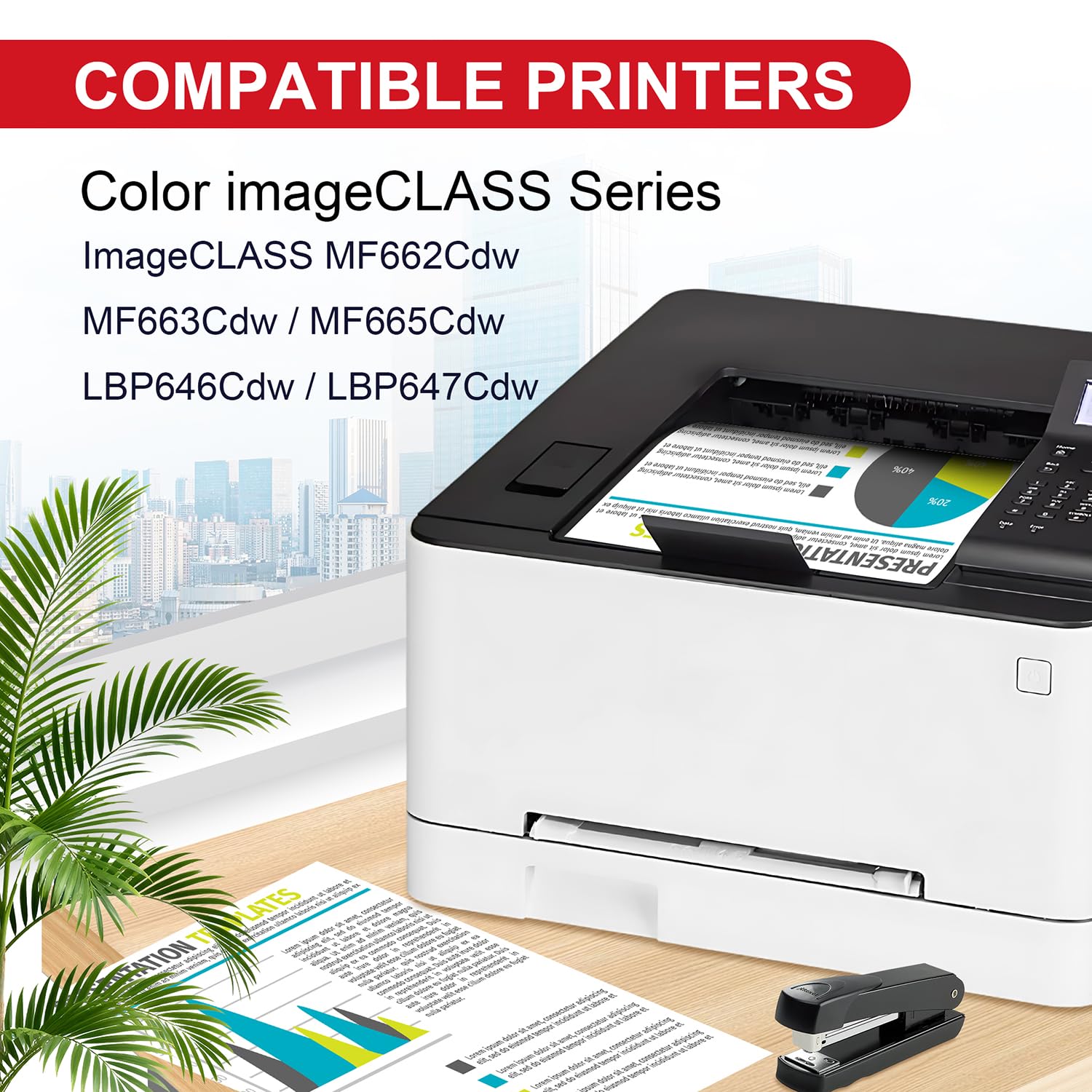 075 Cartouches Lot de 4 Cartouches de Toner CRG075 compatibles avec Les Canon 075 et 075H pour imprimantes ImageCLASS MF662Cdw, MF663Cdw, MF665Cdw, LBP646Cdw et LBP647Cdw (Noir, Cyan, Jaune, Magenta)