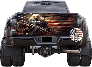 GRAPHIX EXPRESS Truck Tailgate Wrap for Pickup Trucks Tailgate Decal Tailgate Decals for Pickup Trucks Truck Decals and Graphics Decals for Trucks T341 Eagle AR Army Navy Marines.
