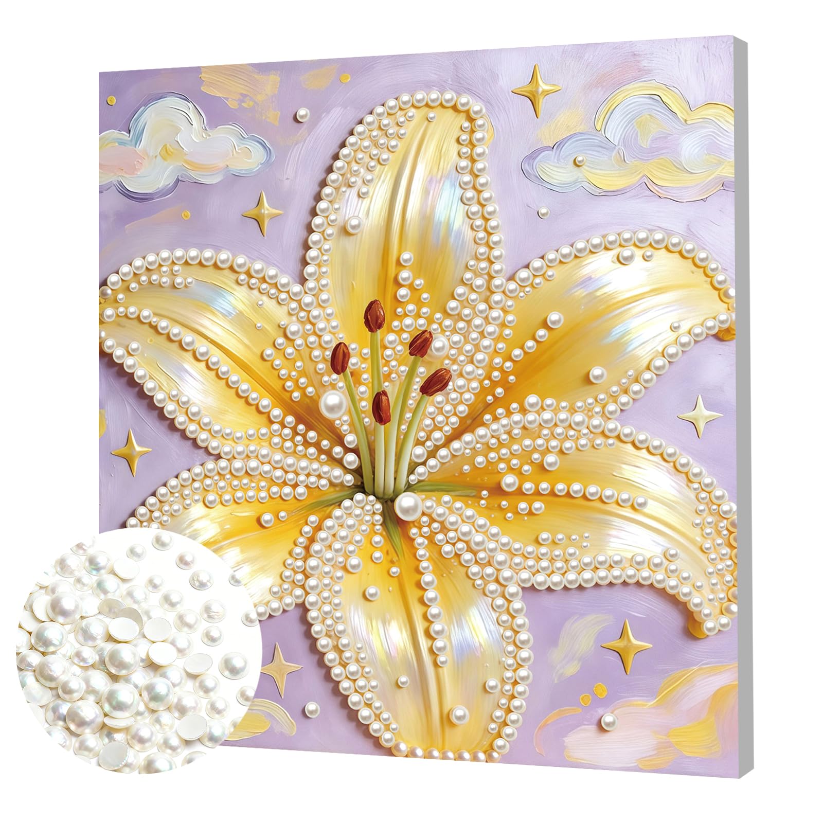Lilia DIY zestaw do malowania perłowego z ramą 30x30cm perłowy klejnot