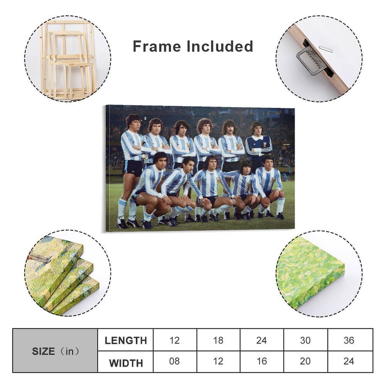 Poster Vintage Coupe Du Monde 1978 Argentine - France Maillot Rétro Foot Déco Murale
