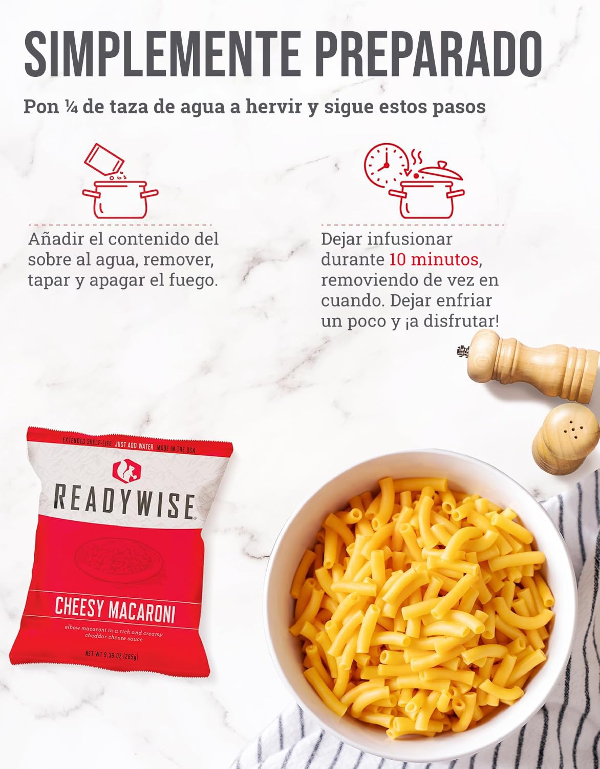 ReadyWise, 120 raciones, sólo almuerzo y cena, 13 recetas diferentes, cubo para llevar, liofilizado, Hasta 25 Años de Vida Útil, 7 días para 2 personas