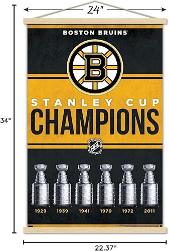 Miniatura 7 de Trends International NHL Boston Bruins - Póster de pared Champions 23, 22.37 x 34.00 pulgadas, paquete de impresión y colgador de madera de haya
