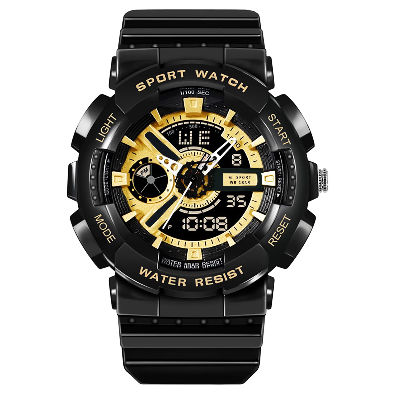 Time Up Rubber Analog-Digital Gold Dial Water Proof Premium Series Sports Watch For Men & Boys-D1000-X (Black) (B0B251NWLF) Amazon Price History, Amazon Price Tracker