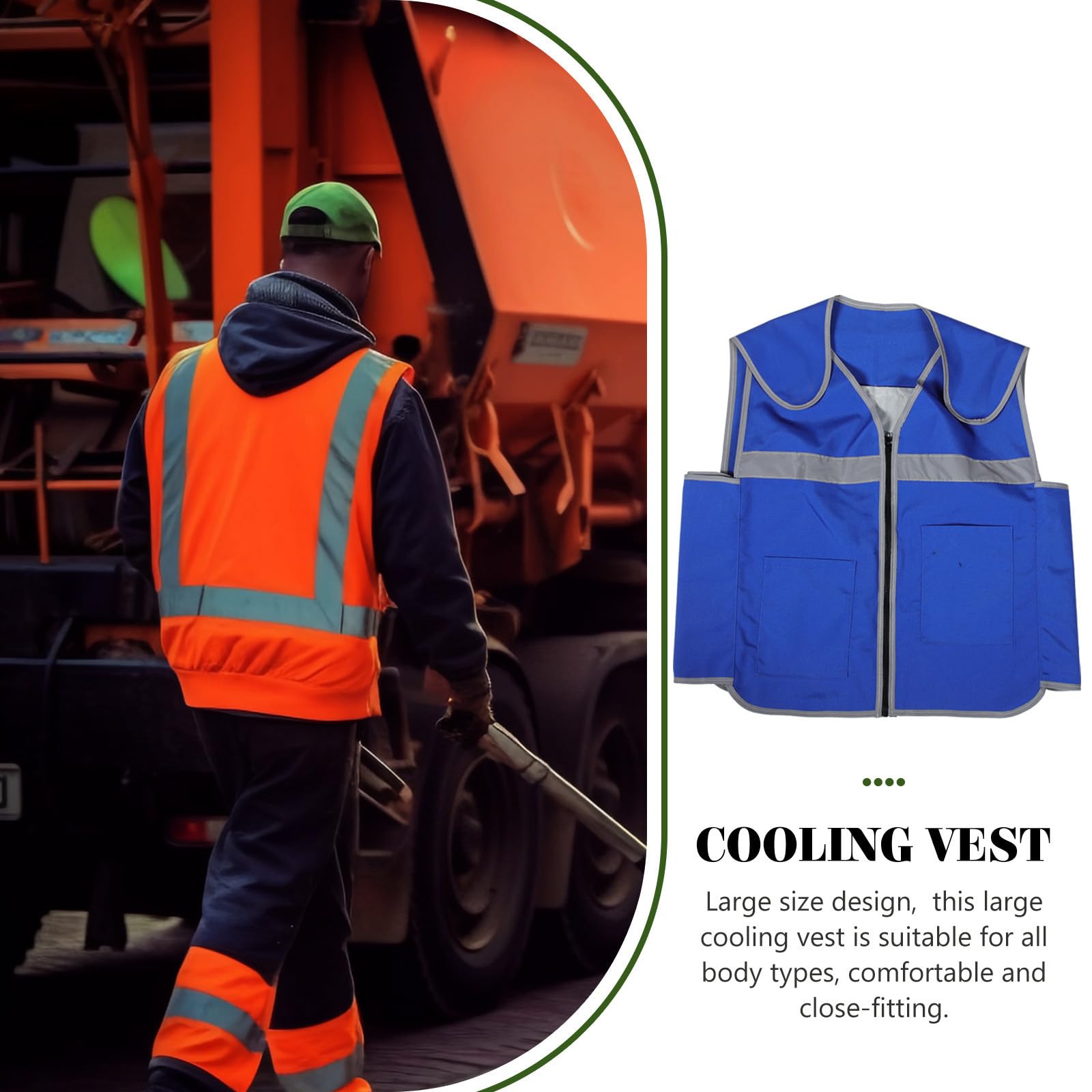 jojofuny Gilet Rafraîchissant D'été pour Camping en Pvc avec Poches de Glace Auto-aspirantes, Grand Format, Cuisine et Activités Extérieures