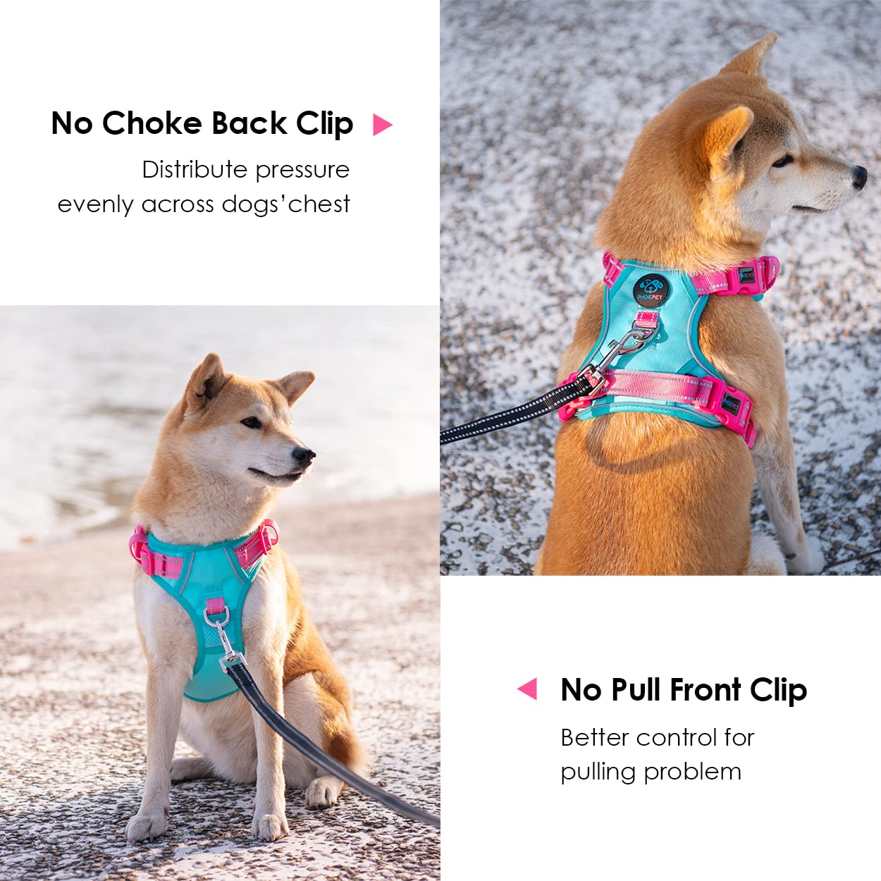 PHOEPET Anti-Pull Dog Harness Adjustable with Reflectors - Image 3