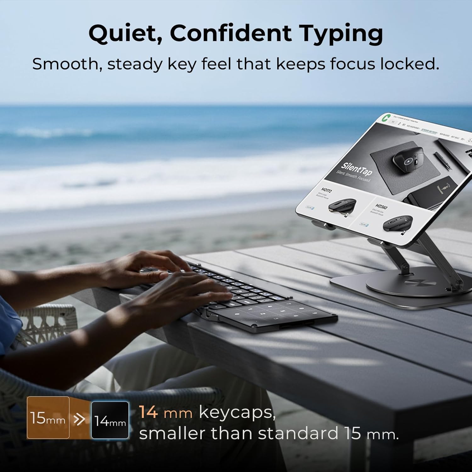 iClever Foldable Bluetooth Keyboard, BK18 Portable Keyboard with Touchpad and Number Pad, Rechargrable Folding Wireless Travel Keypad Compatible with iPad, iPhone, Smartphone, Tablet, Laptop - Image 5