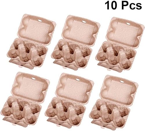 Miniatura 2 de ASkinds Paquete de 10 cajas de cartón de pulpa para huevos, cartón biodegradable para huevos de 6 celdas para huevos frescos de granja, contenedor