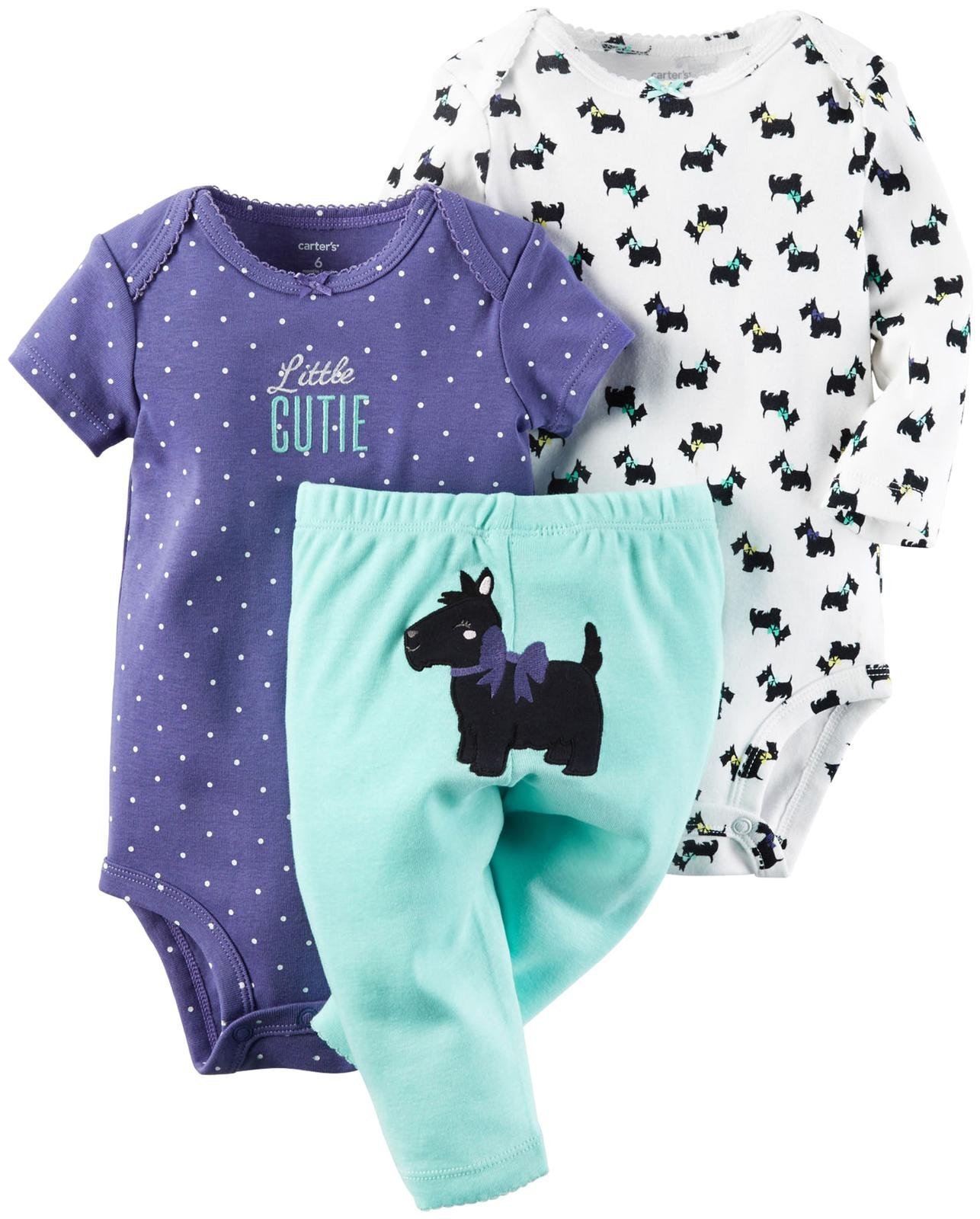 Carter's Baby Girls 3 Pc Back Art 126g428, Mint, 3M