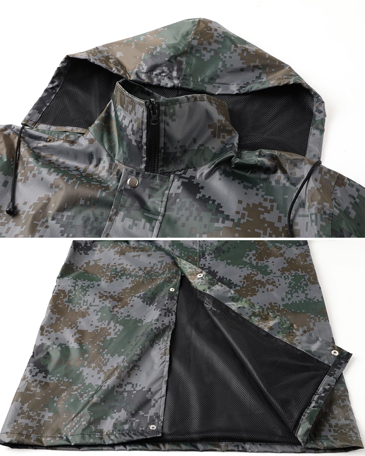 Veste Coupe-Pluie Homme Impérmeable à Capuche Réfléchissants Manteau de Pluie Respirant Imperméable Adulte Veste de Pluie