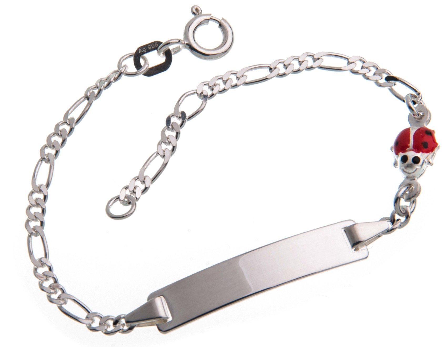Silberketten Store Gravurarmband für Baby und Kind mit Käfer inklusive Gravur (beidseitig) - massiv 925 Silber, Länge wählbar 10,5-15,5cm