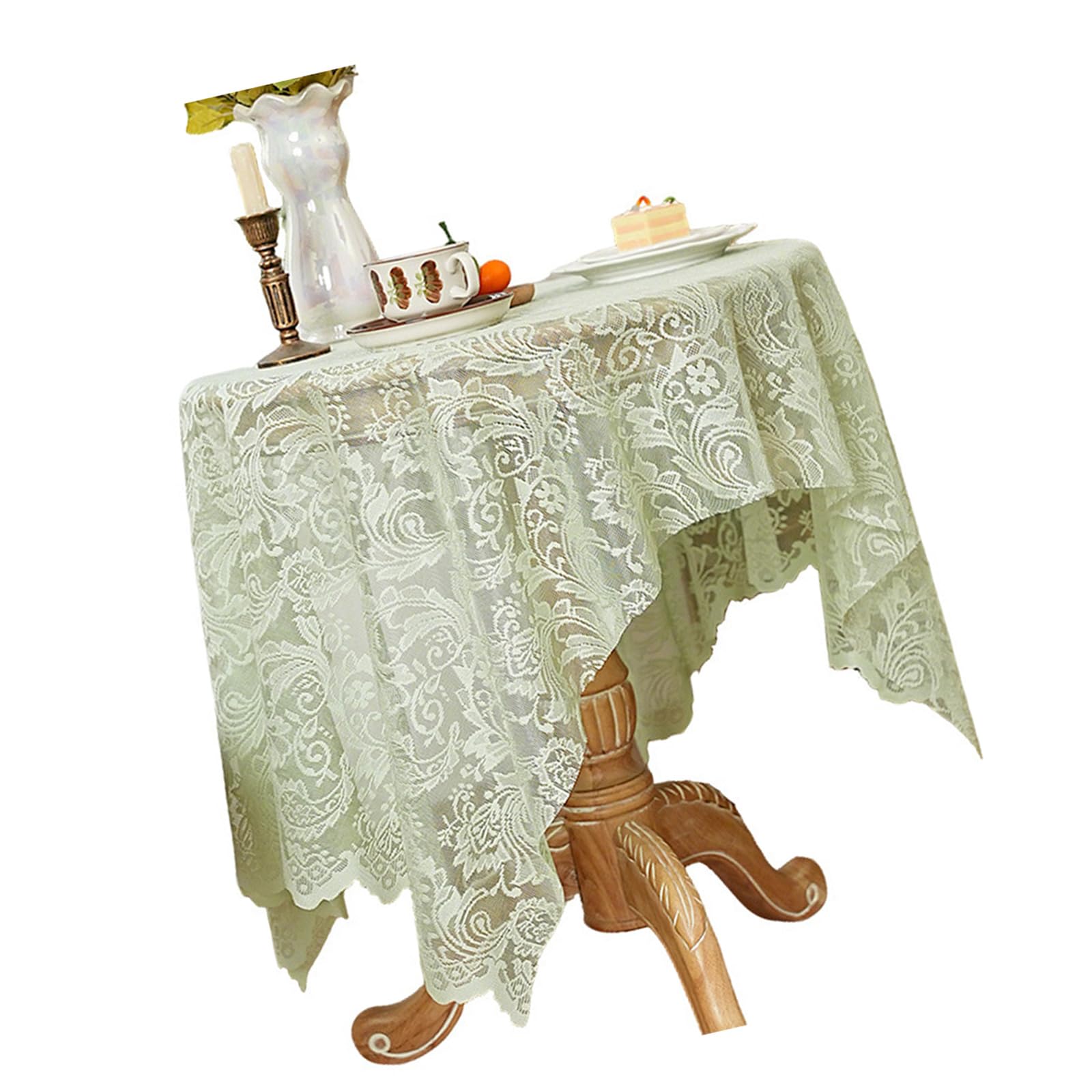 Xinsheinelry Stylish Lace Tablecloth with Intricated Cutout Pattern Durability Wrinkles Resistant Polyester for Home Dining Outdoor Crochet Lace Table Cover