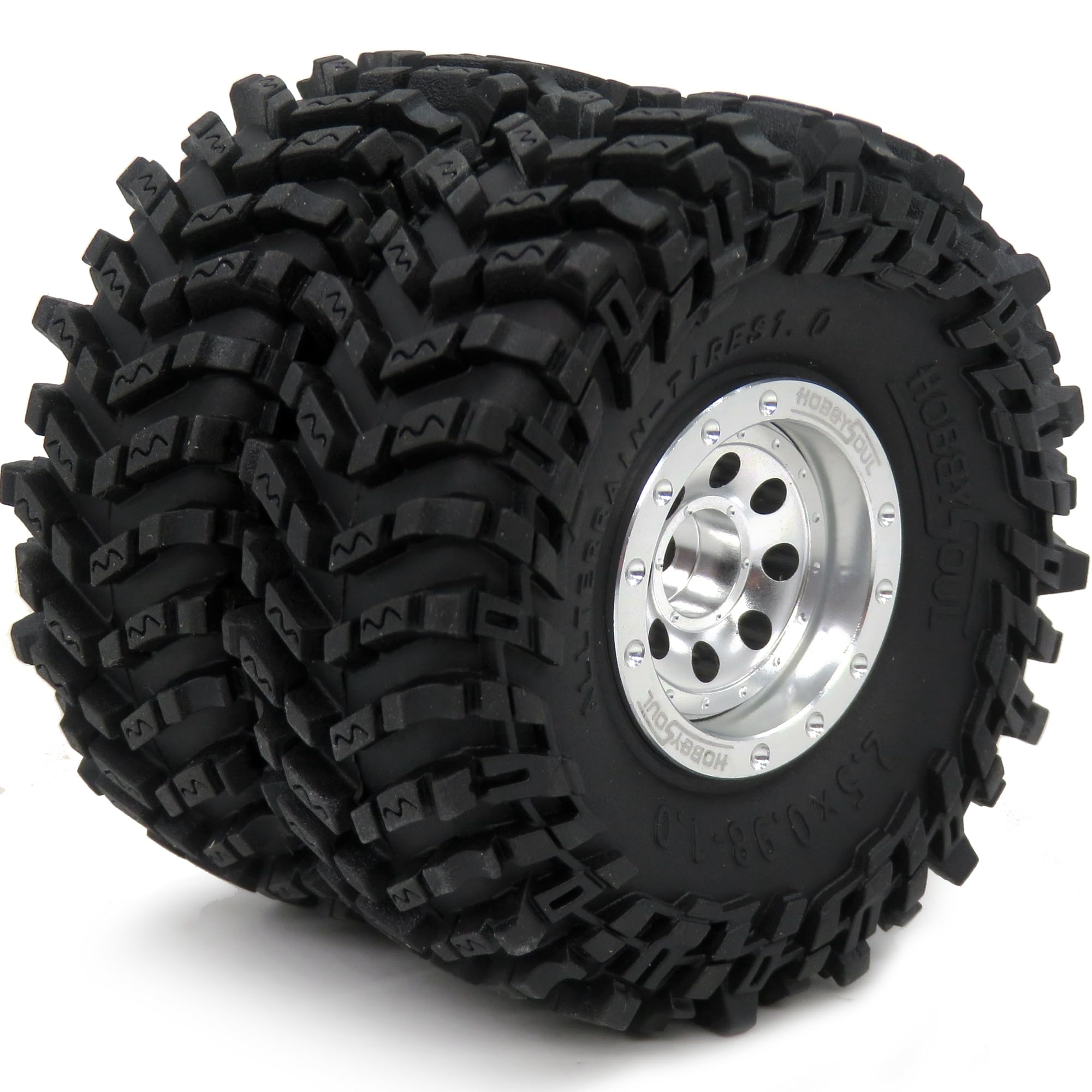 HOBBYSOUL 64 x 25 mm Soft Sticky 1.0 Pneus F/R et décalage négatif réglable 1.0 Beadlock jantes noires pour RC Mud Crawler 1/24 SCX24 FCX24 AX24 1/18 TRX4M