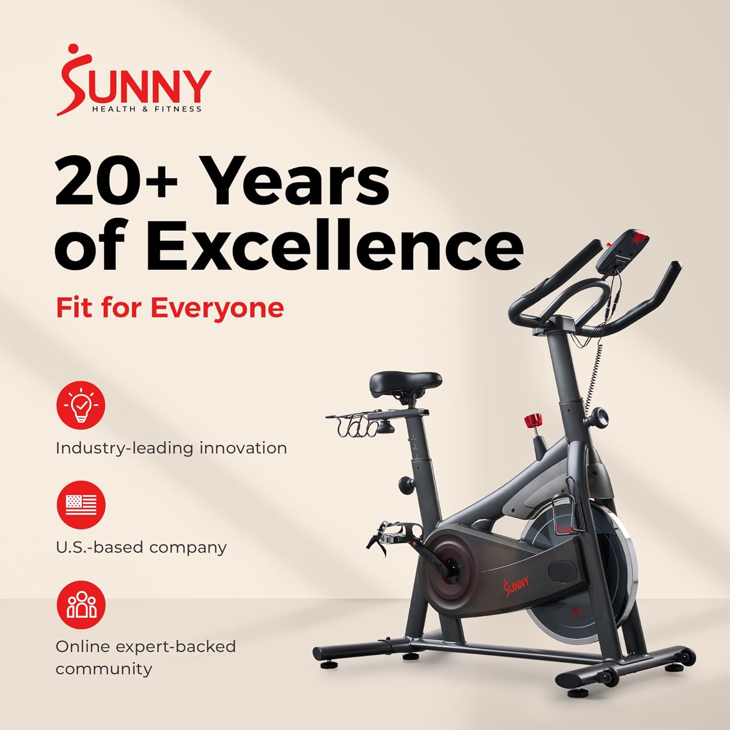Sunny Health & Fitness ACTIVE Series Smart Exercise Bike with SunnyFit App Connection - Image 9
