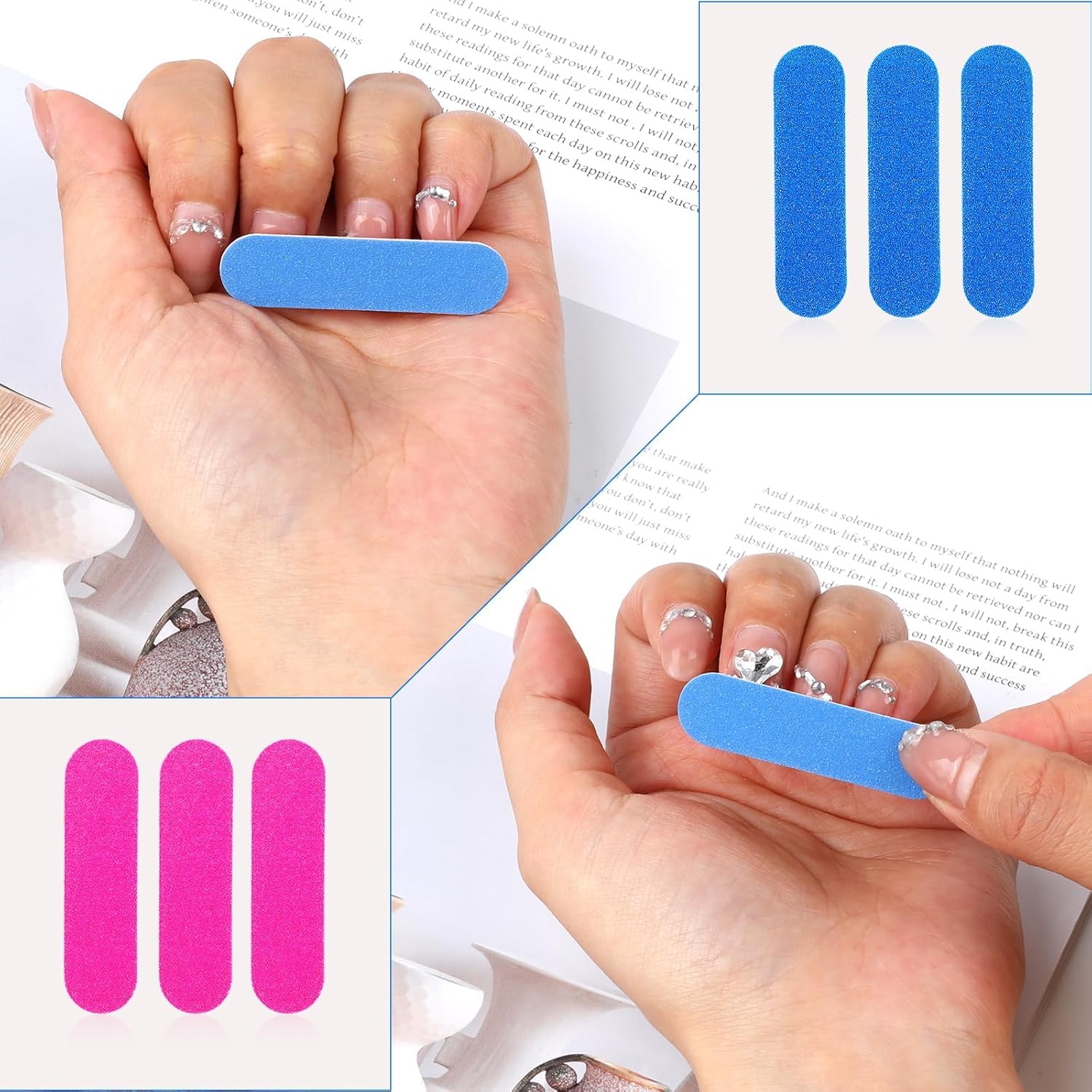 50 Packs Mini Nail Files Disposable Double Sided Nail Buffer Travel Size Emery Boards for Natural Nails, Nail Files and Buffers for Home and Professional Manicure Tools (Pink and Blue) 4
