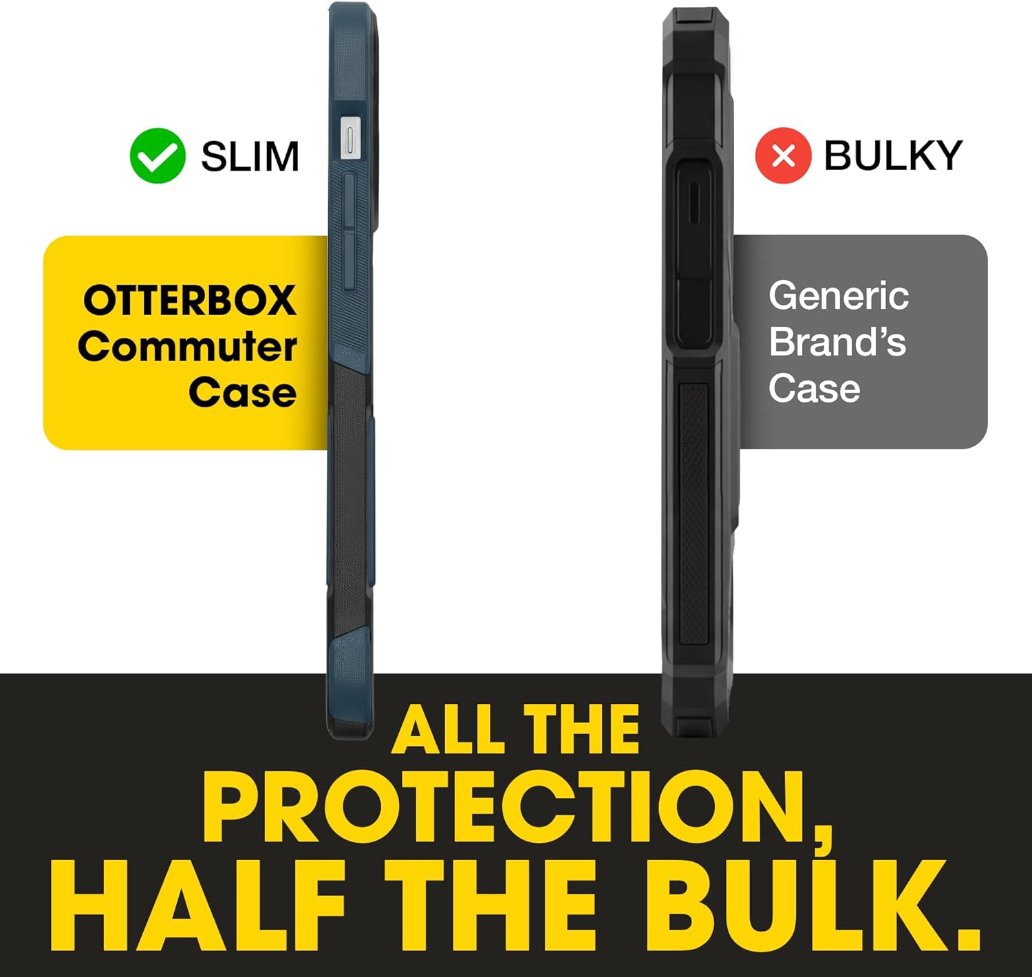 OtterBox iPhone 14 & iPhone 13 Commuter Series Case - Commuter Series Case -Thin, Dual-Layer, Pocket-Friendly, Port Cover - Black/Blue