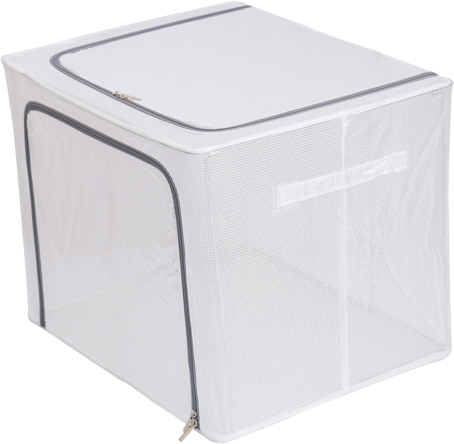 1pc Transparent Storage Box for Clothes Pvc Organizer Frame Household Container for Shoes Toys and Bedding Gray