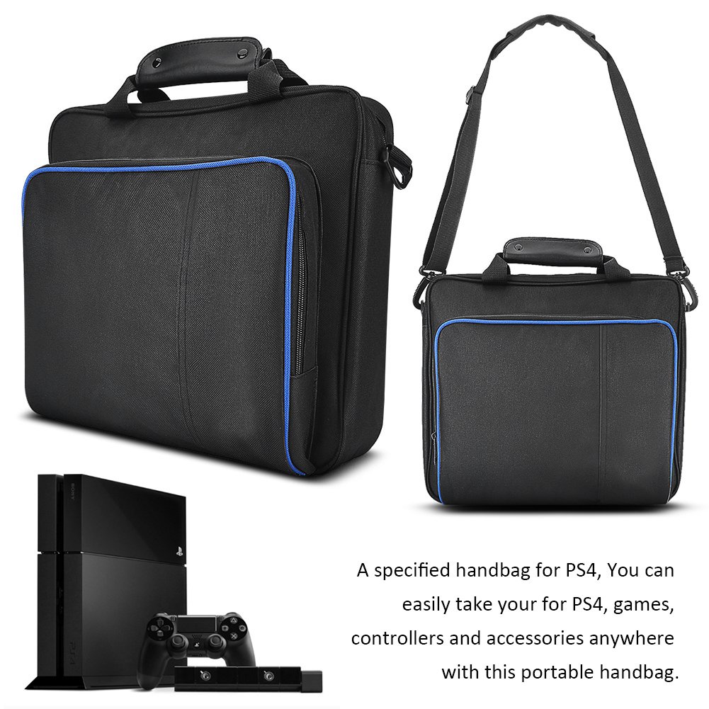 Sac de Rangement PS4 Sac à Main Sac Bandoulière Réglable en Nylon Sac de Transport Imperméable pour Playstation 4 et Accessoires