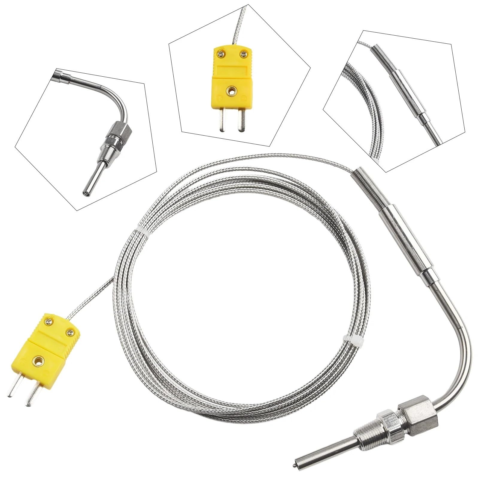 COKYIS Fils et sondes Sonde d'échappement de thermocouple de Type K Fils de capteur Haute température en Acier Inoxydable 2M EGT