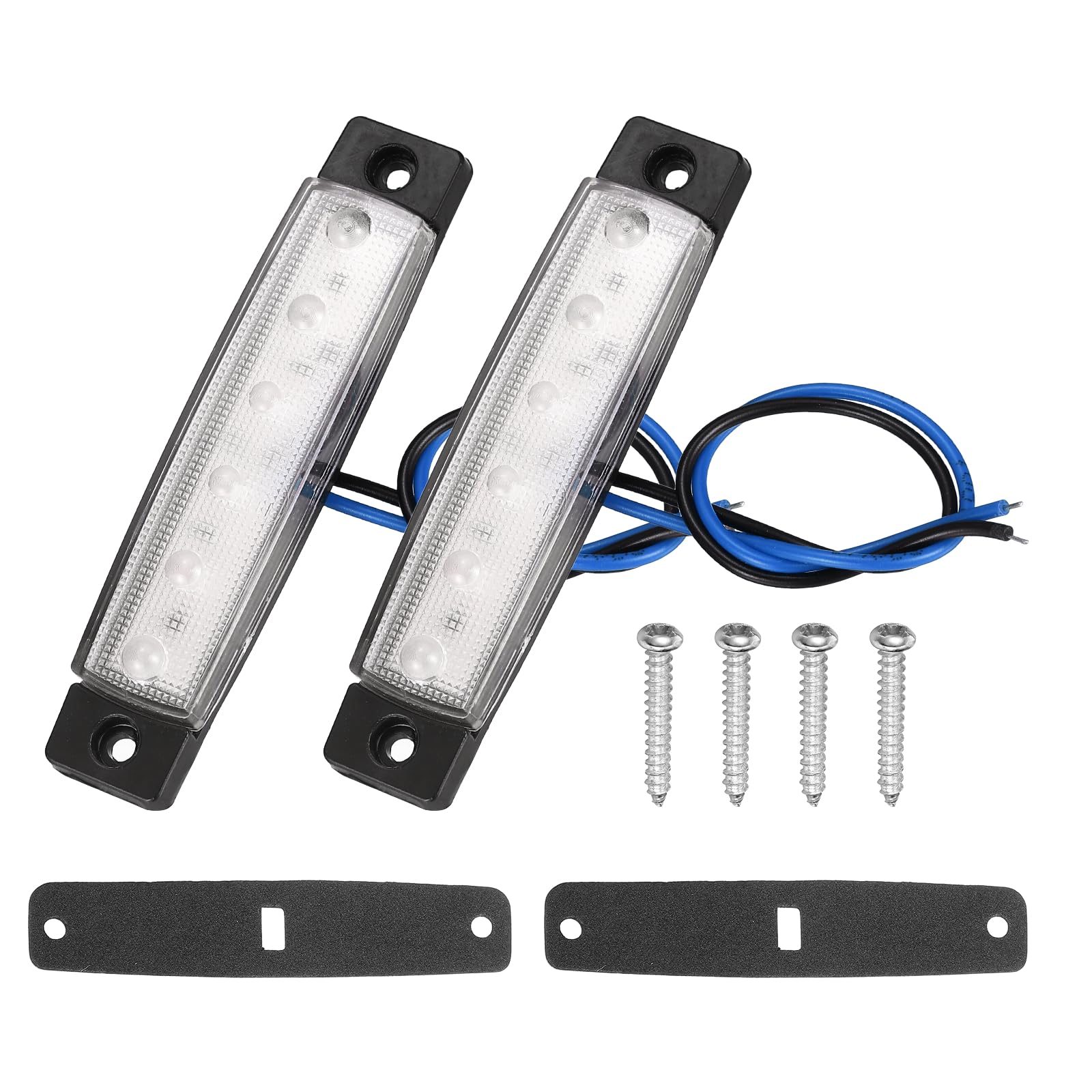 sourcing map 6Pack Navigation Lights for Boats LED, 12V/24V Blue Boat Interior Lights Waterproof Clearance Stern Lamp for Kayak, Yacht, Truck, Lorry, Deck, Transparent Plastic Housing