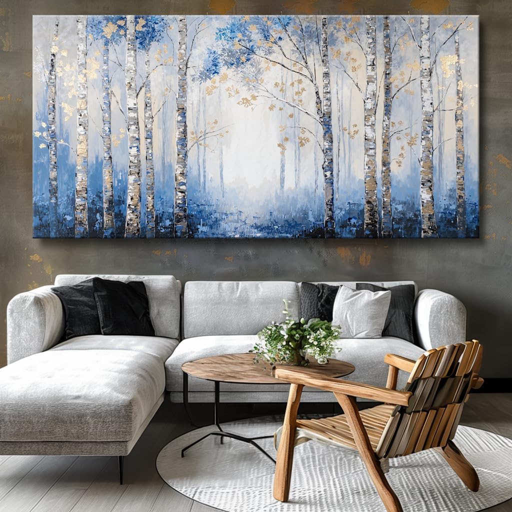 Large Forest Landscape Wall Art Framed Canvas Print for Living Room, Bedroom, Dining Room, Home Office Modern Nature Inspired Decor Ready to Hang for Wall Decoration - 20"x40"