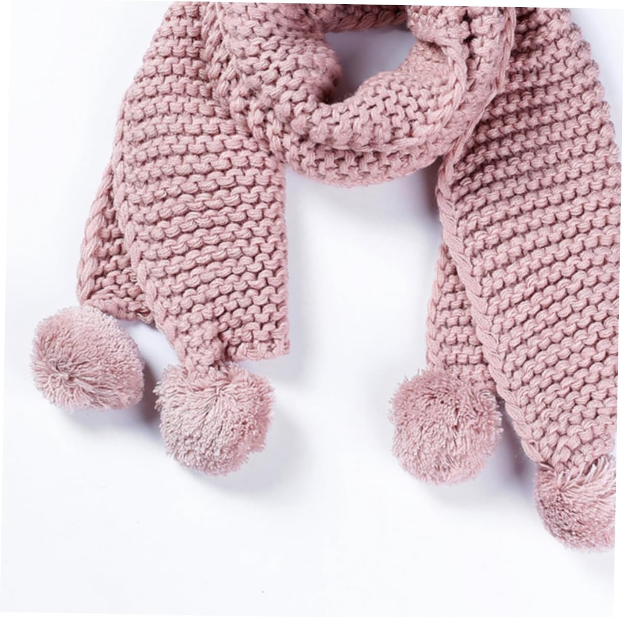 Knitted Boys and Girls Wool Scarf Soft and Warm Baby Shawl Fuzzy Balls for Winter Comfort