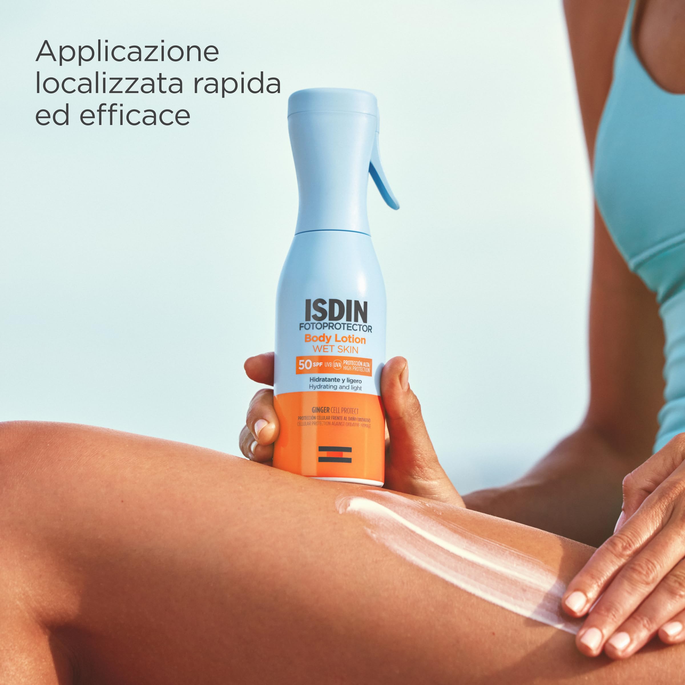 ISDIN Fotoprotector Body Lotion SPF 50, Protezione Solare Corpo Leggera in Spray con Erogatore a Pistola, Crema Solare che Idrata Intensamente la Pelle, 250ml