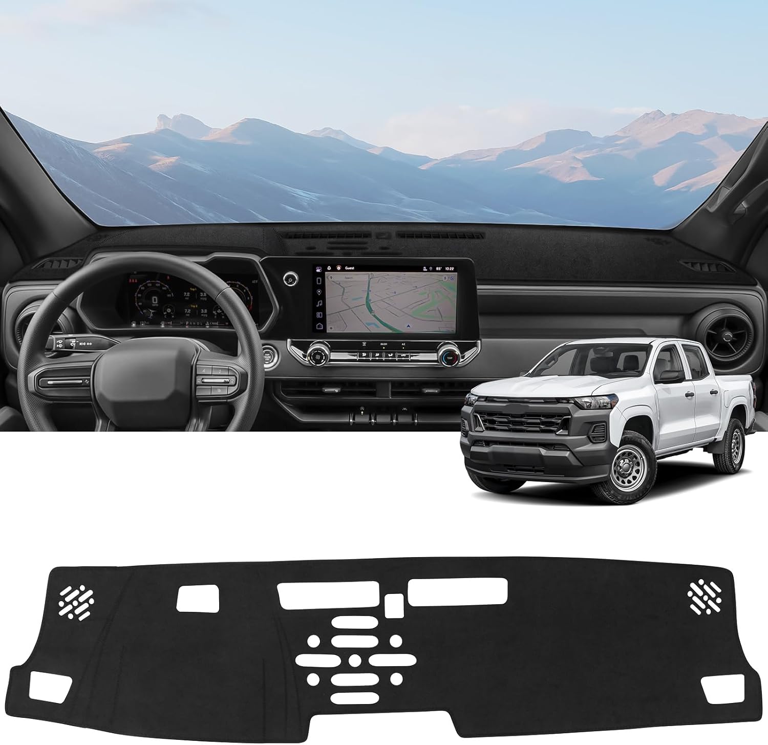ZZEQYG Dash Cover Mat for Chevy Chevrolet Colorado/GMC Canyon 2023-2025 2026 Accessories Dash Cover Flannel Dashboard Mat Cover Glare UV Rays Protector