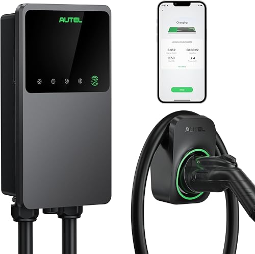 Autel MaxiCharger - Cargador para vehículo eléctrico (EV), hasta 40 amperios, 240 V, nivel 2 WiFi y Bluetooth habilitado para EVSE, enchufe NEMA