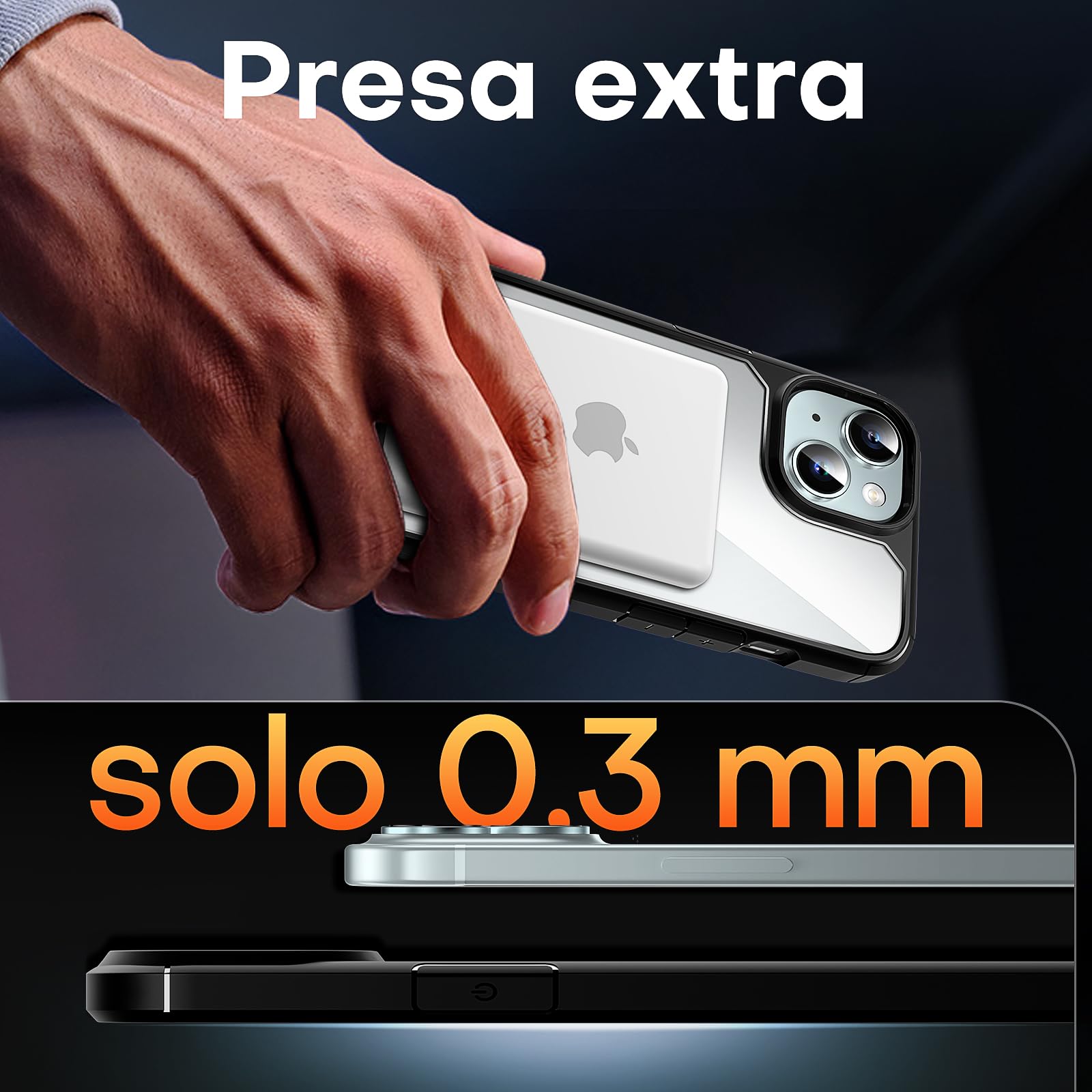 TAURI 3 in 1 Cover Magnetica per iPhone 15 [Compatibile con MagSafe] con 2 Pellicola in Vetro Temperato, Custodia Rigida per Sottile Anticaduta - Nero