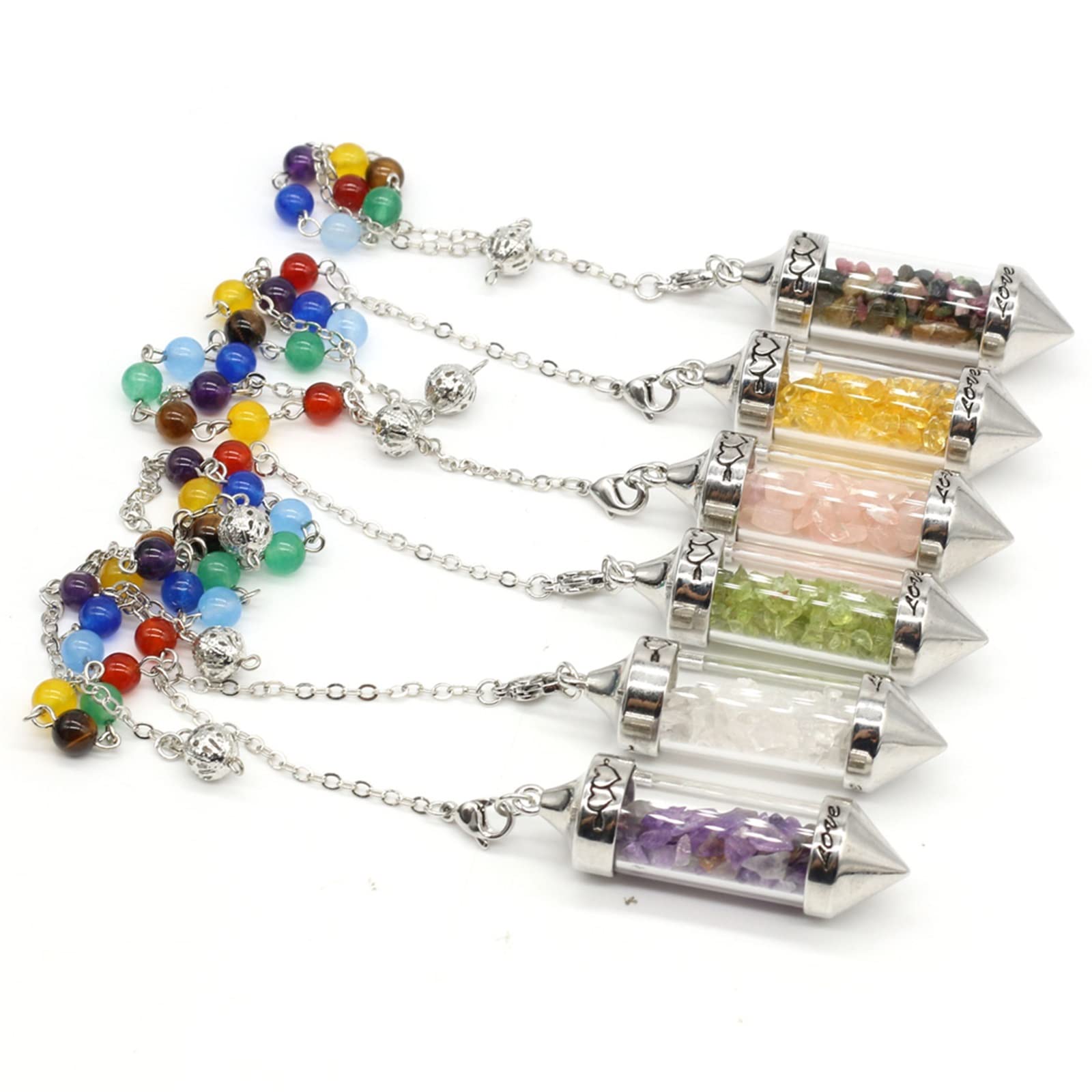 Raumdekoration 1PC Naturstein Wahrsagerei Pendel Kristall Quarz Mekabal Wahrsagerei Sechseckiges Prisma Zauberstab DIY Schmuck (Color : Tourmaline, Size : 36CMPendant)
